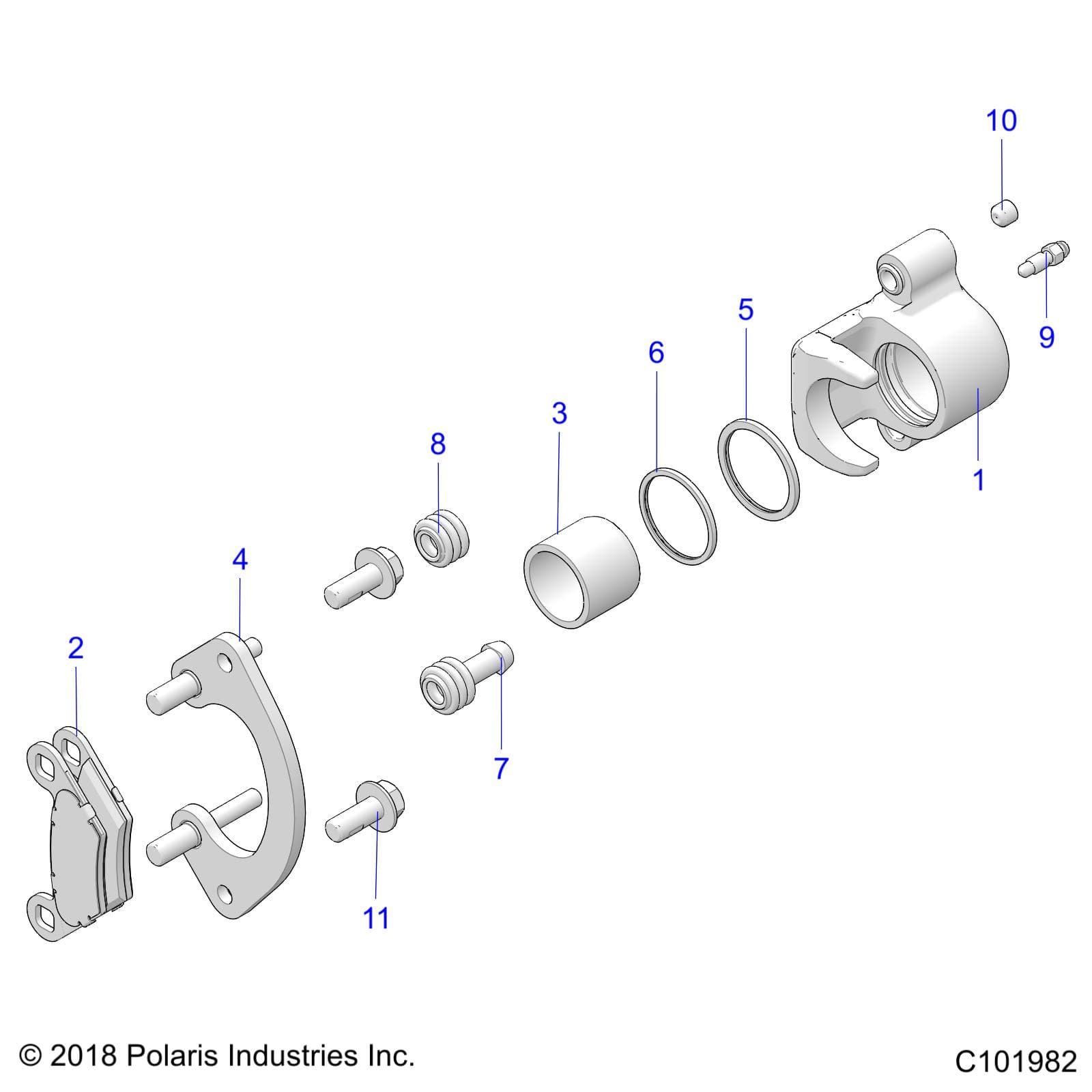 2026 SCRAMBLER 850 48" R02 - A26SVA85A4 β BRAKES, REAR CALIPER - A26SVA85A4 (C101982) diagram