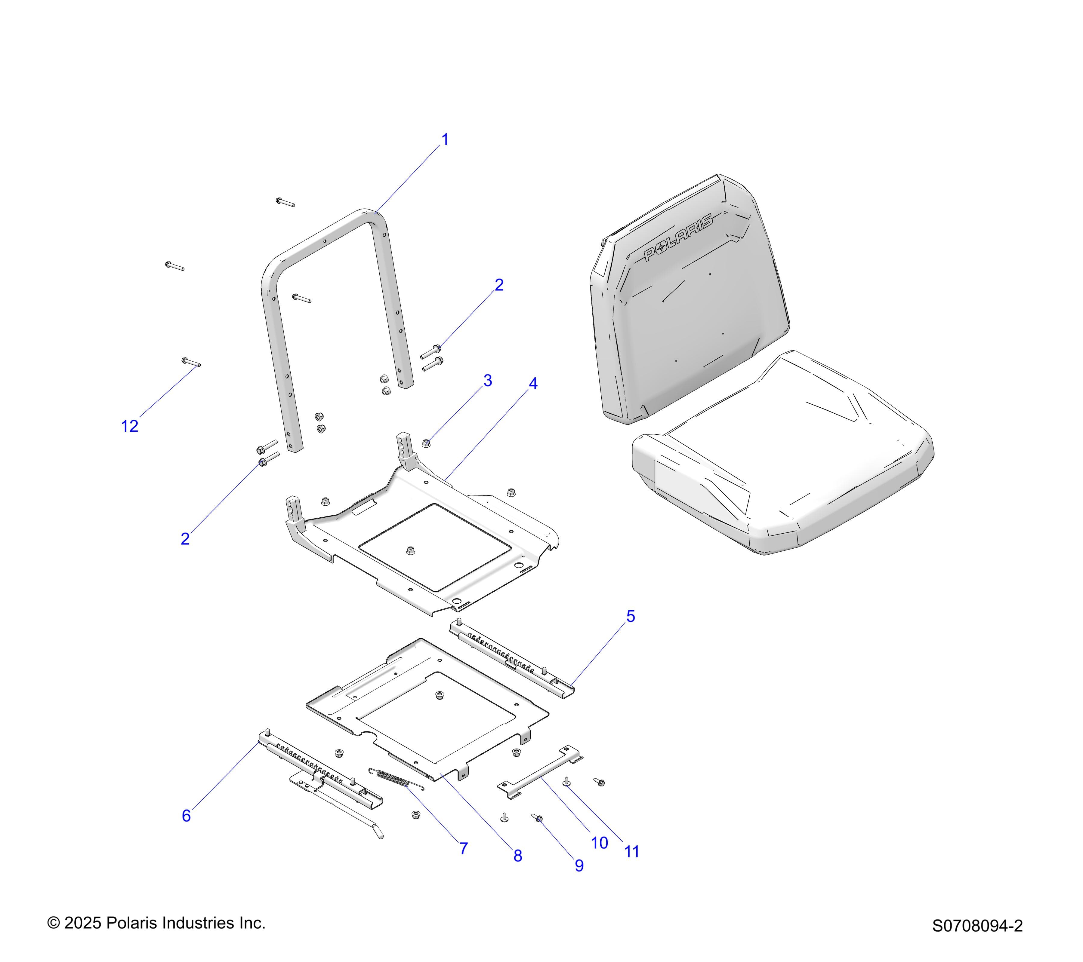 2026 RANGER 1000 EPS β BODY, SEAT SLIDER, DRIVER diagram