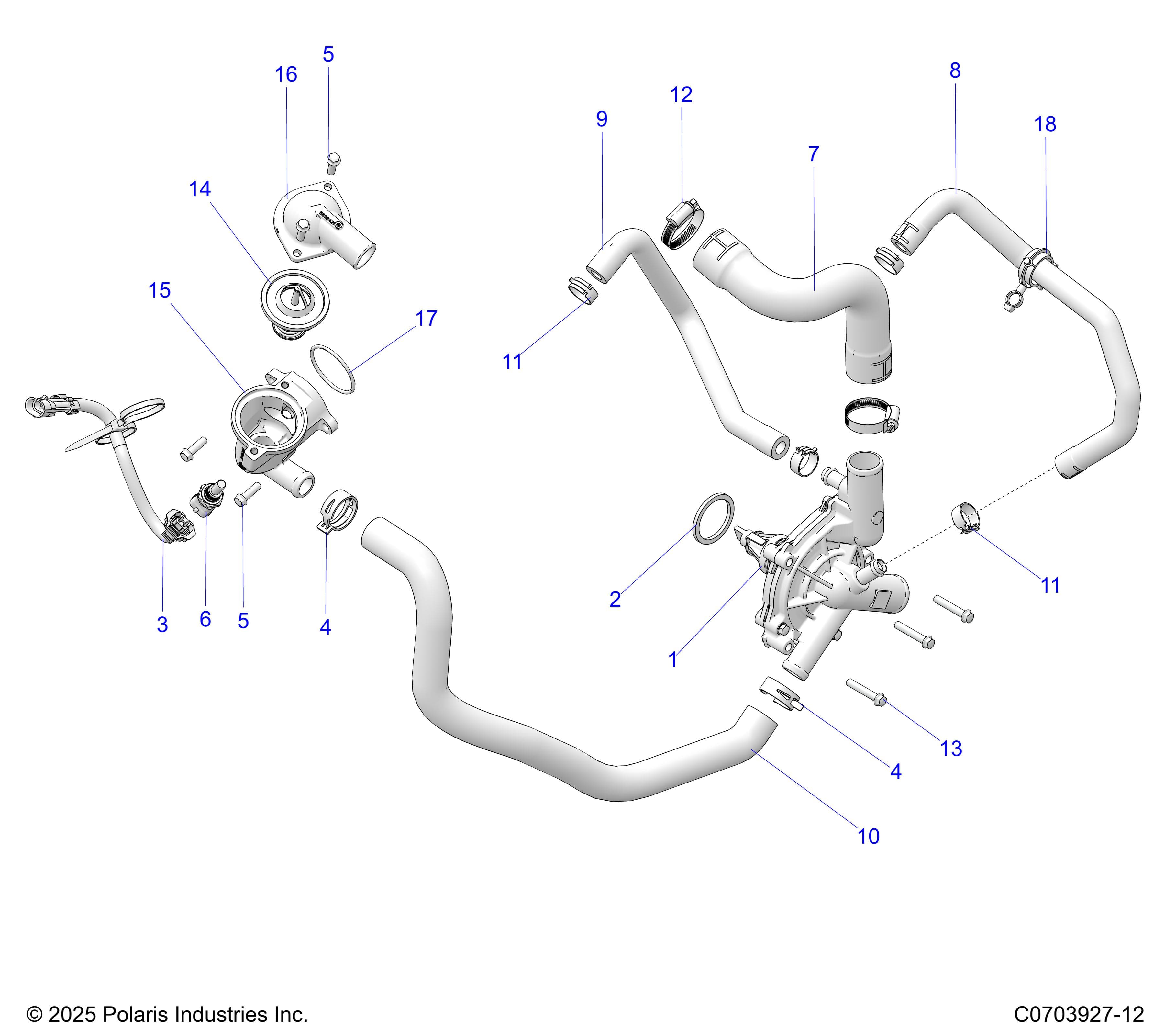 2026 GENERAL 1000 PREMIUM β ENGINE, WATERPUMP AND BYPASS diagram