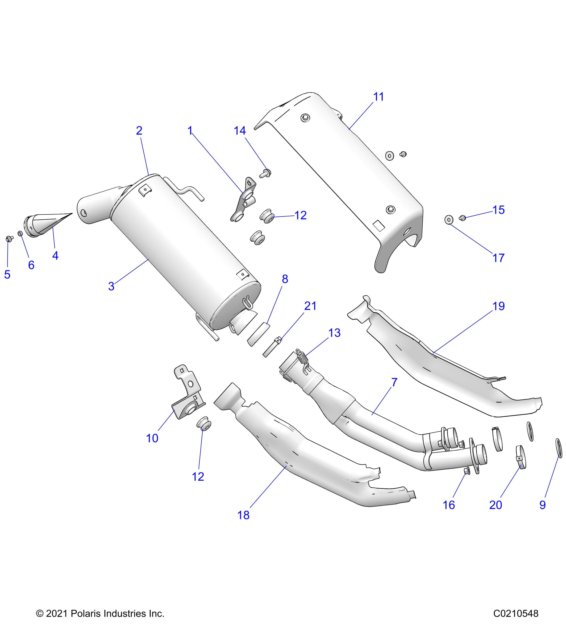 2026 SPORTSMAN 850 EPS PREM 48" R01 - A26SXE85AN/AZ β ENGINE, EXHAUST - A26SXE85AN/AZ (C0210548) diagram