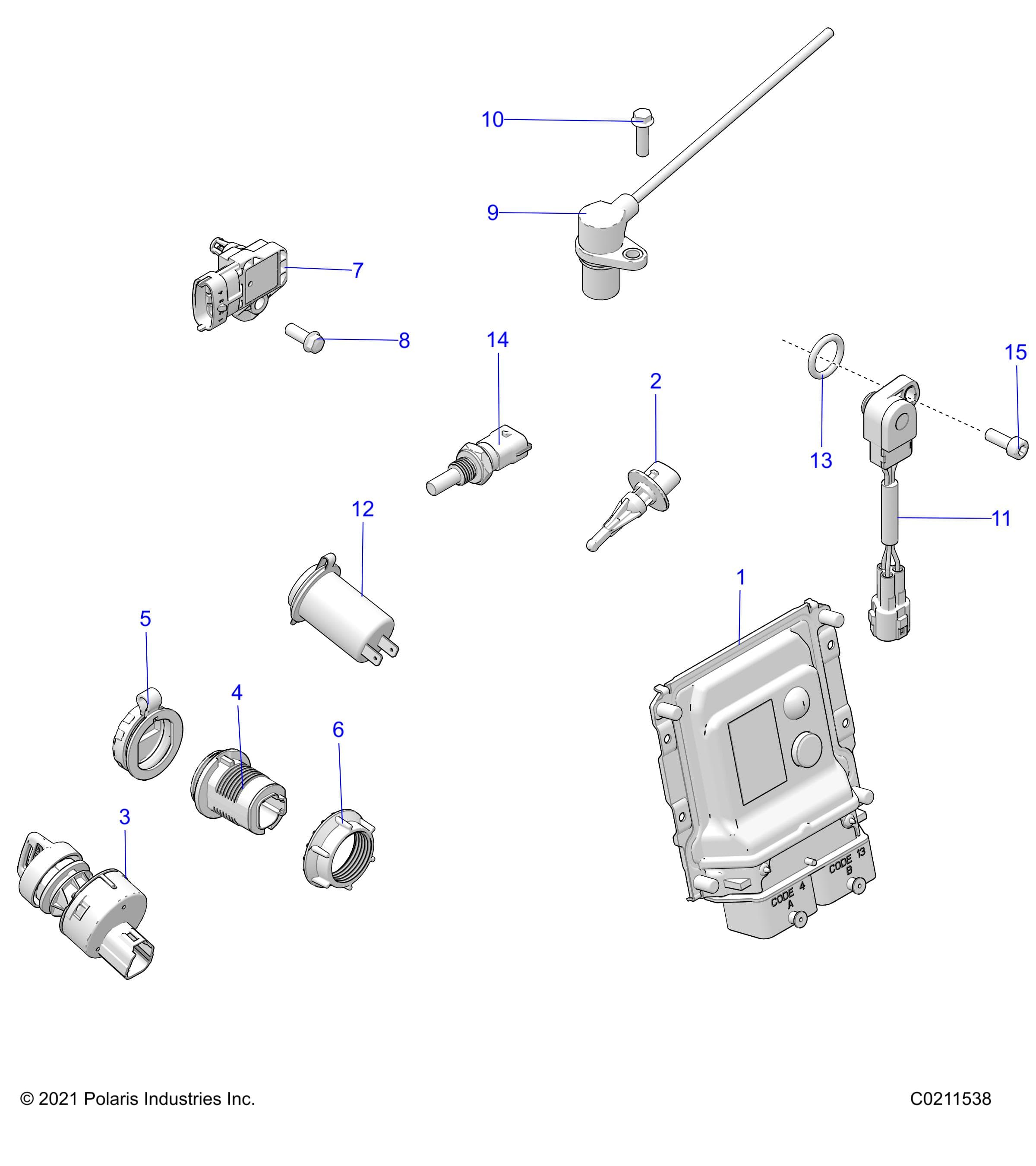 2026 SPORTSMAN 850 48" R02 - A26SXA85A1 β ELECTRICAL, SWITCHES, SENSORS, ECU and CONTROL MODULES - A26SXA85A1 (C0211538) diagram