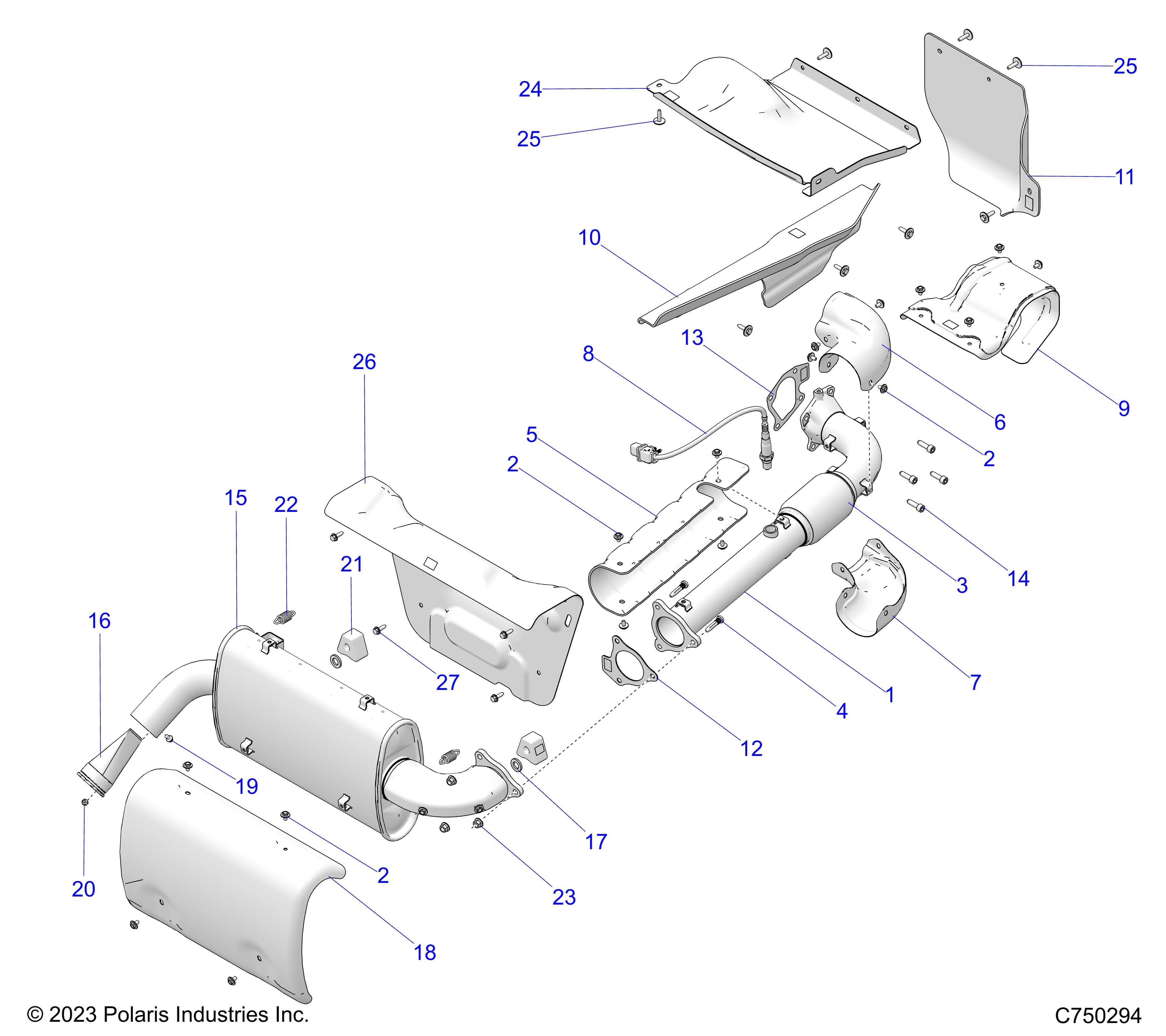 2026 RZR PRO S4 SPORT β ENGINE, EXHAUST - Z26S4E92A4/B4/A6/B6 (C750294) diagram