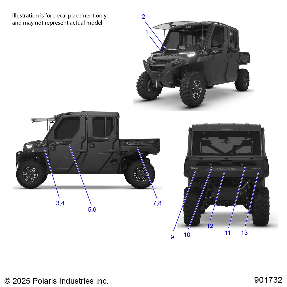 2026 RANGER 1000 XP CREW NORTHSTAR TEXAS EDITION β BODY, DECALS, GRAPHIC - R26RST99AL (901732) diagram