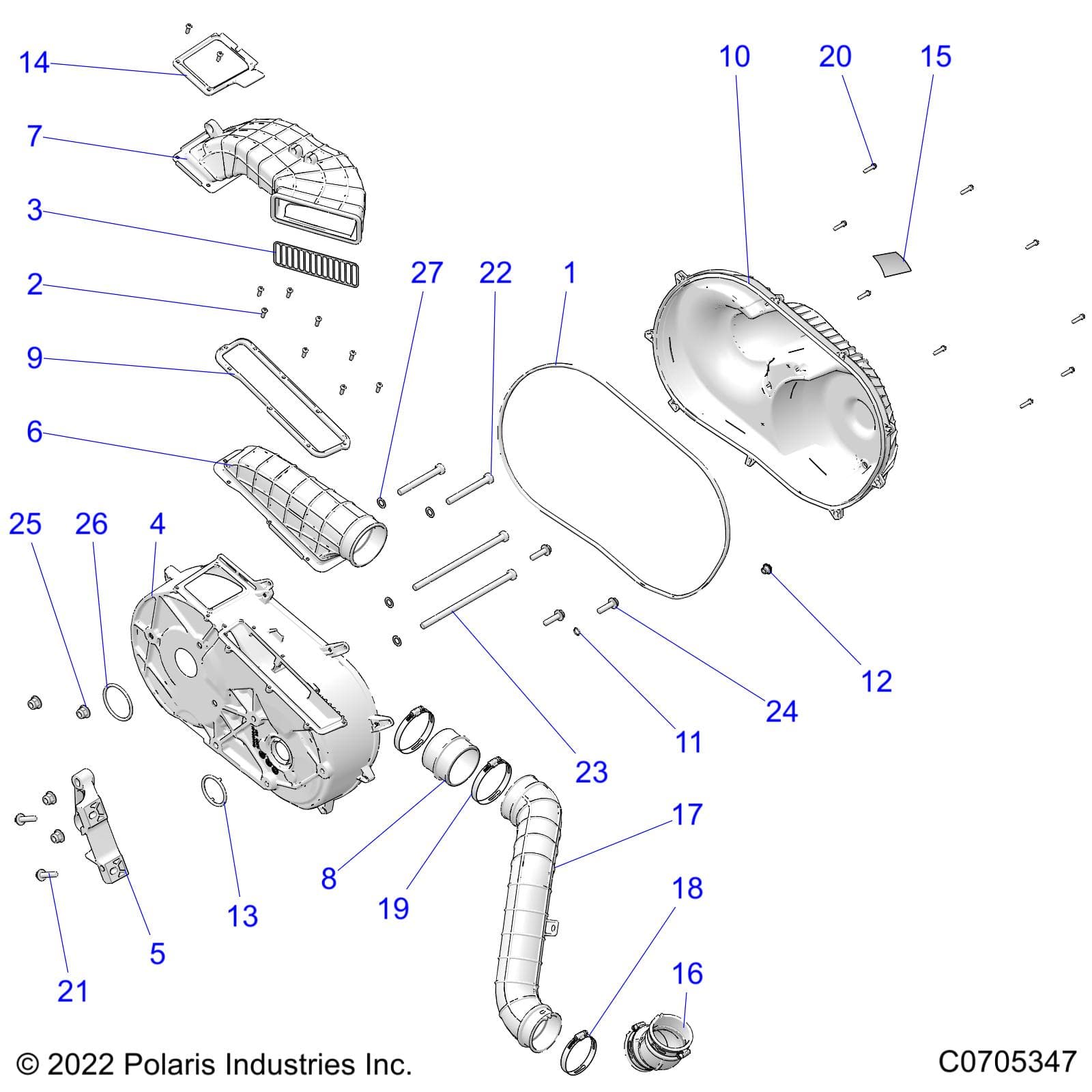 2026 RANGER 1000 XP CREW NSTR PREMIUM β DRIVE TRAIN, CLUTCH COVER & DUCTING - R26RSU99A9/B9/AF/BF/AH/BH/AS/BS/AB/BB (C0705347) diagram