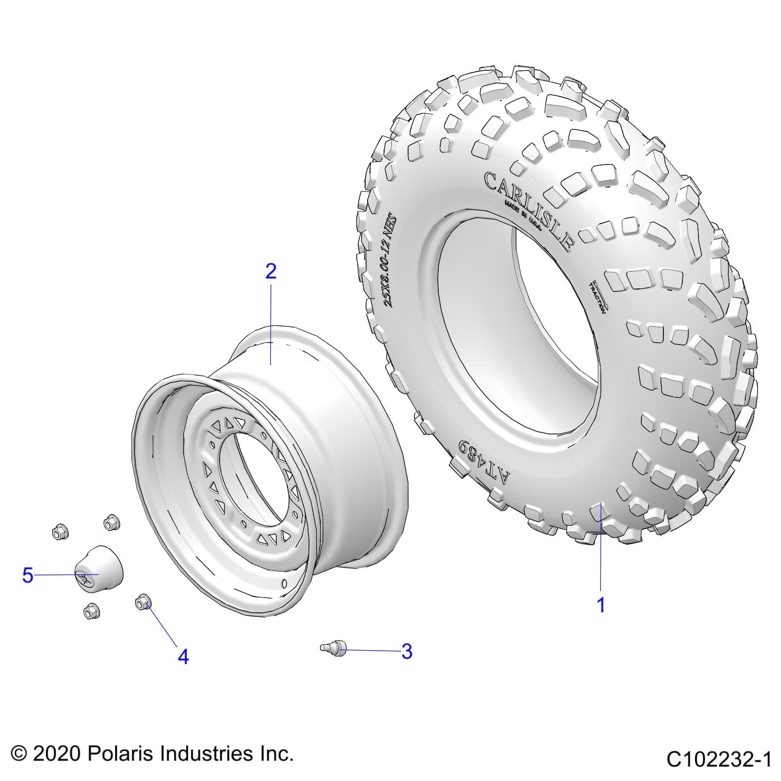 2026 SPORTSMAN TOURING 570 PREM β WHEELS, FRONT TIRE - A26SDZ57AB (C102232-1) diagram