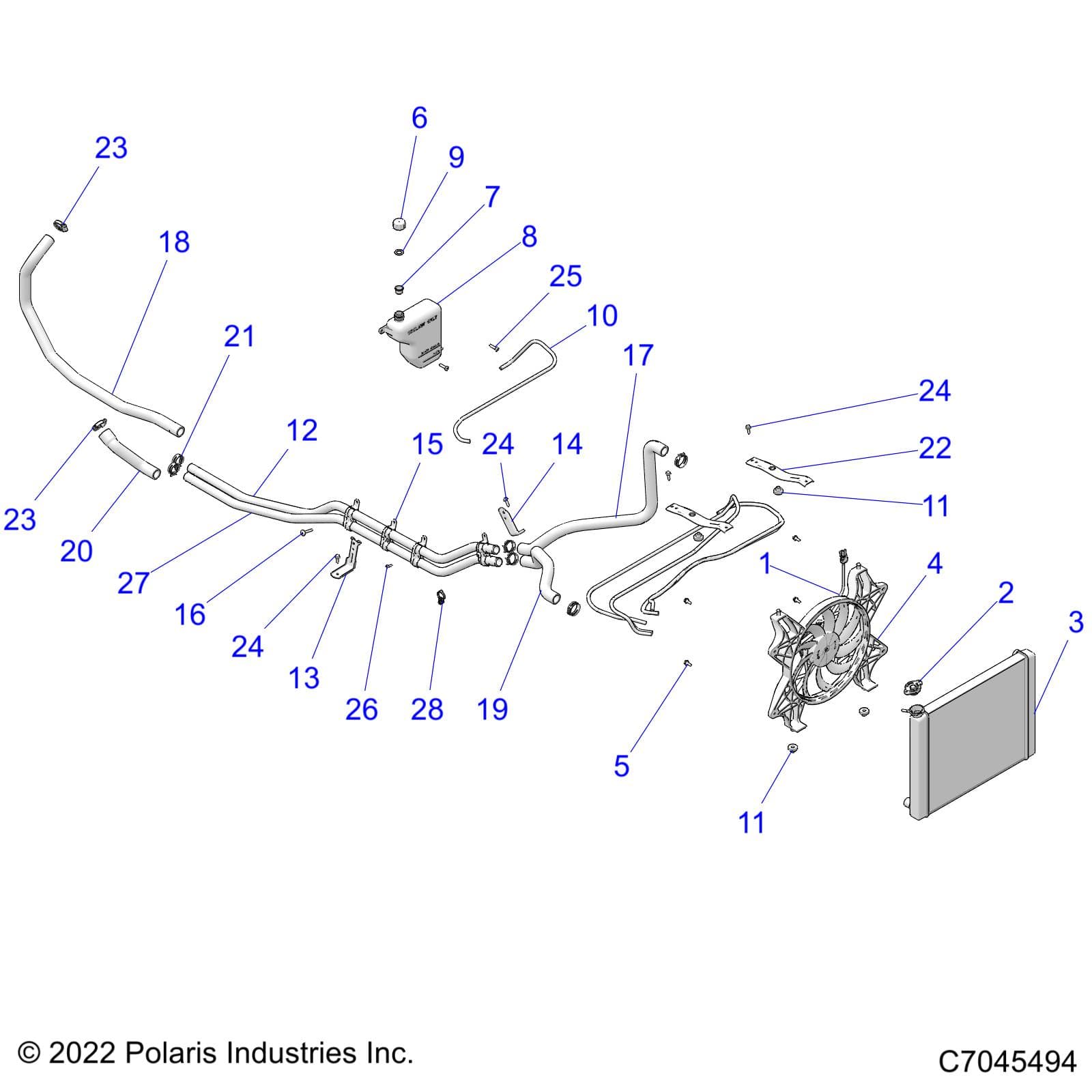 2026 RZR 900 TRAIL SPORT β ENGINE, COOLING SYSTEM - Z26A5E87A5 (C7045494) diagram