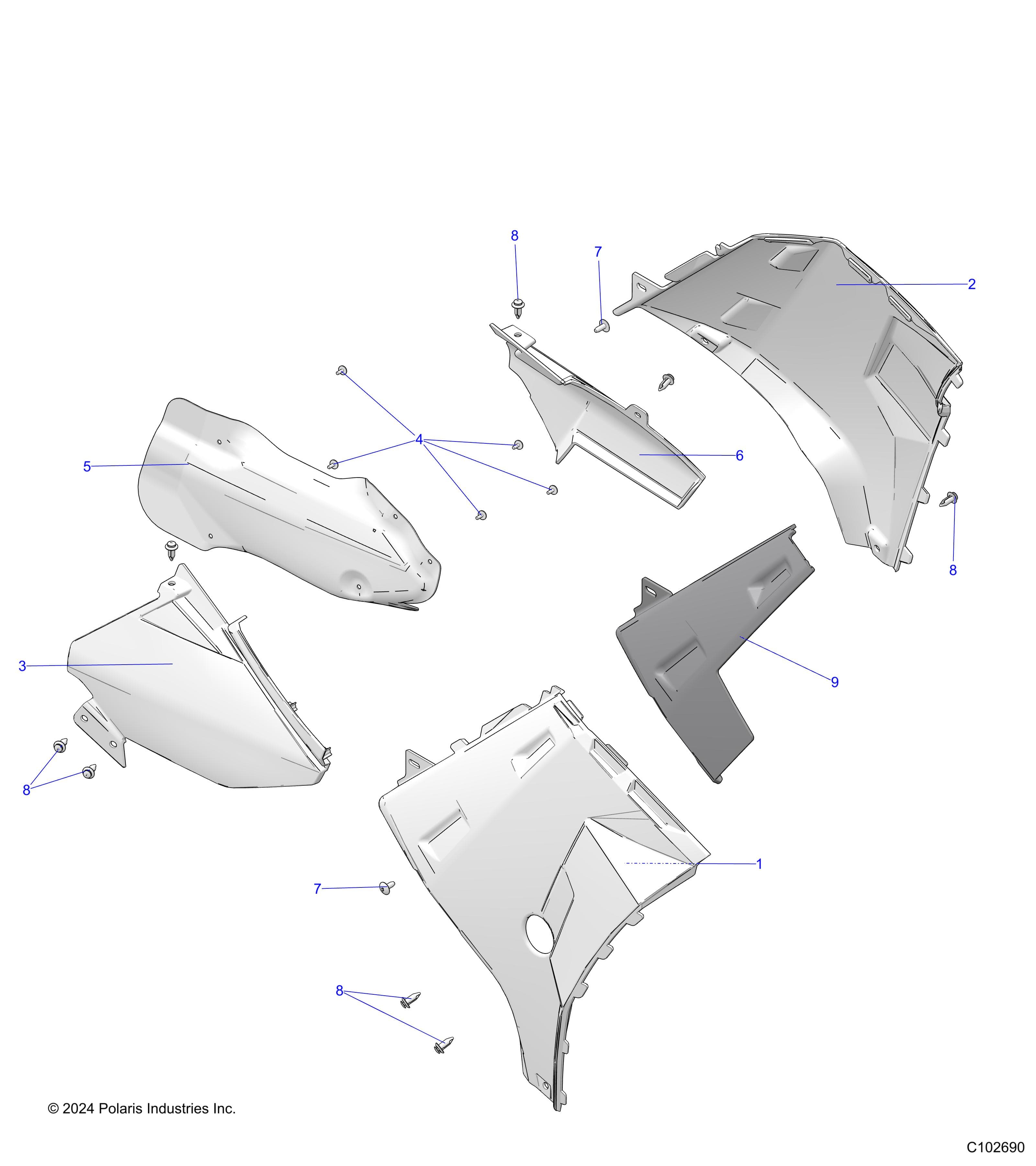 2026 SPORTSMAN TOURING XP 1000 R01 - A26SYY95AK β BODY, SIDE PANELS - A26SYY95AK (C102690) diagram
