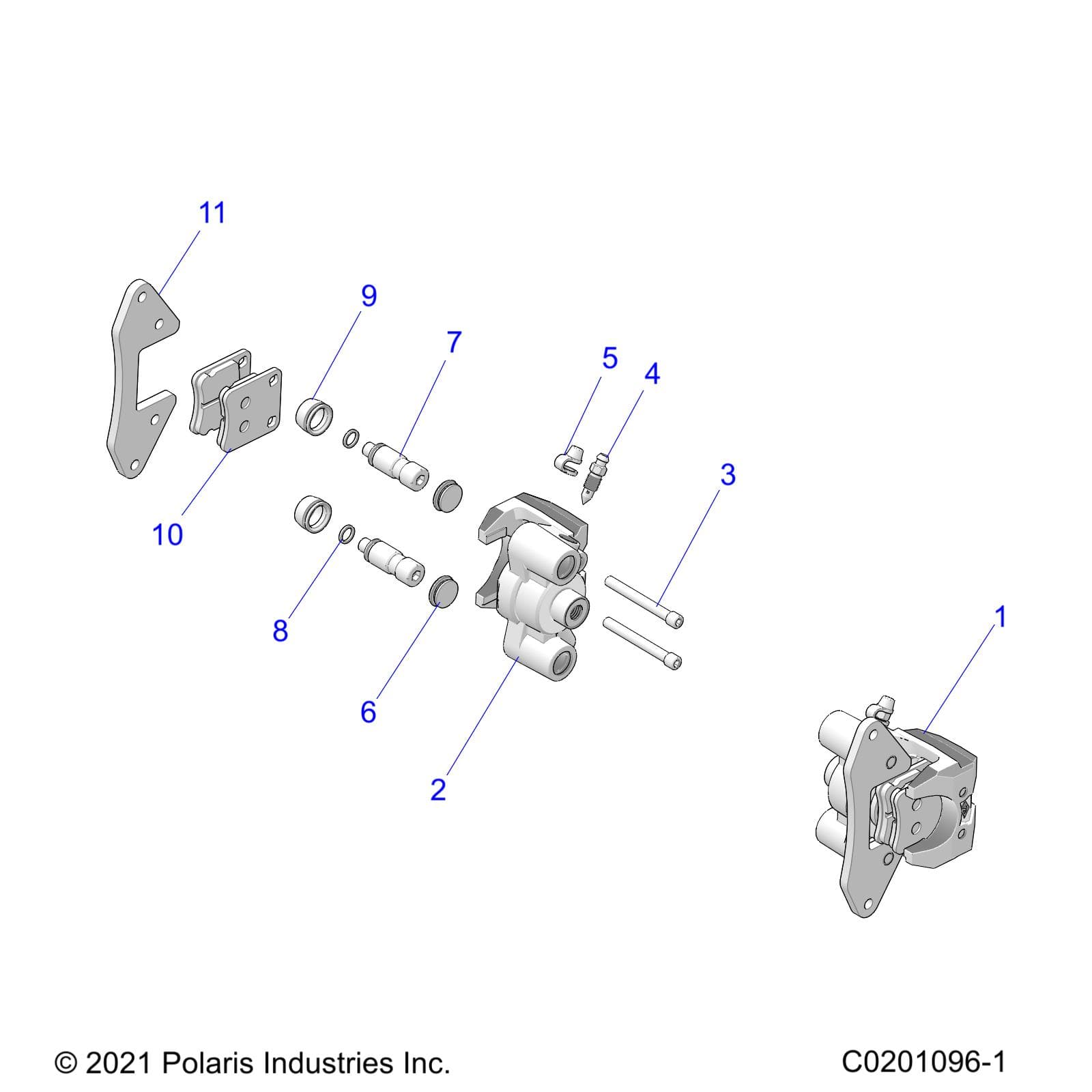 2026 RZR 200 AU β BRAKES, CALIPER, FRONT - Z26HCA18D4 (C0201096-1) diagram