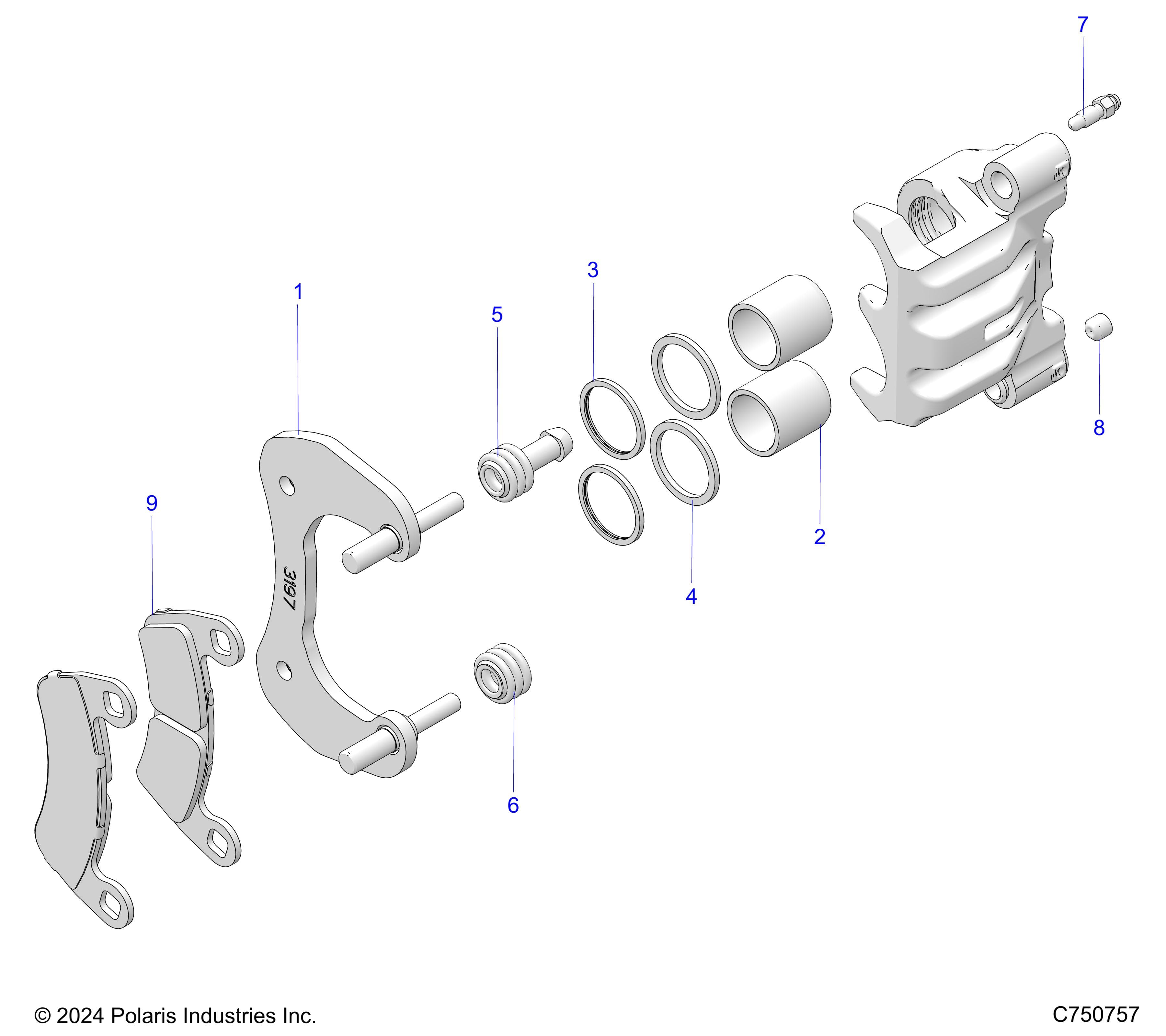 2026 RZR PRO XP 4 SPORT β BRAKES, CALIPER, REAR - Z26X4E92A4/B4/A6/B6 (C750757) diagram