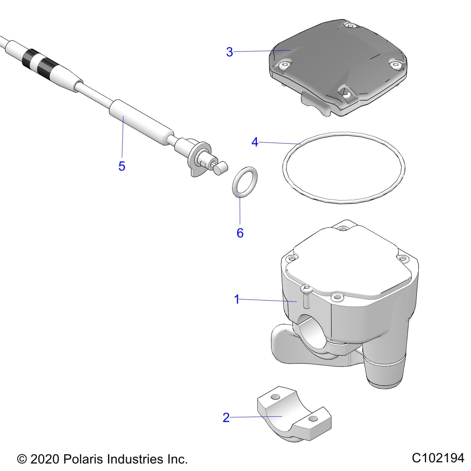 2026 SCRAMBLER 850 48" R02 - A26SVA85A4 β STEERING, CONTROLS, THROTTLE ASM. and CABLE - A26SVA85A4 (C102194) diagram