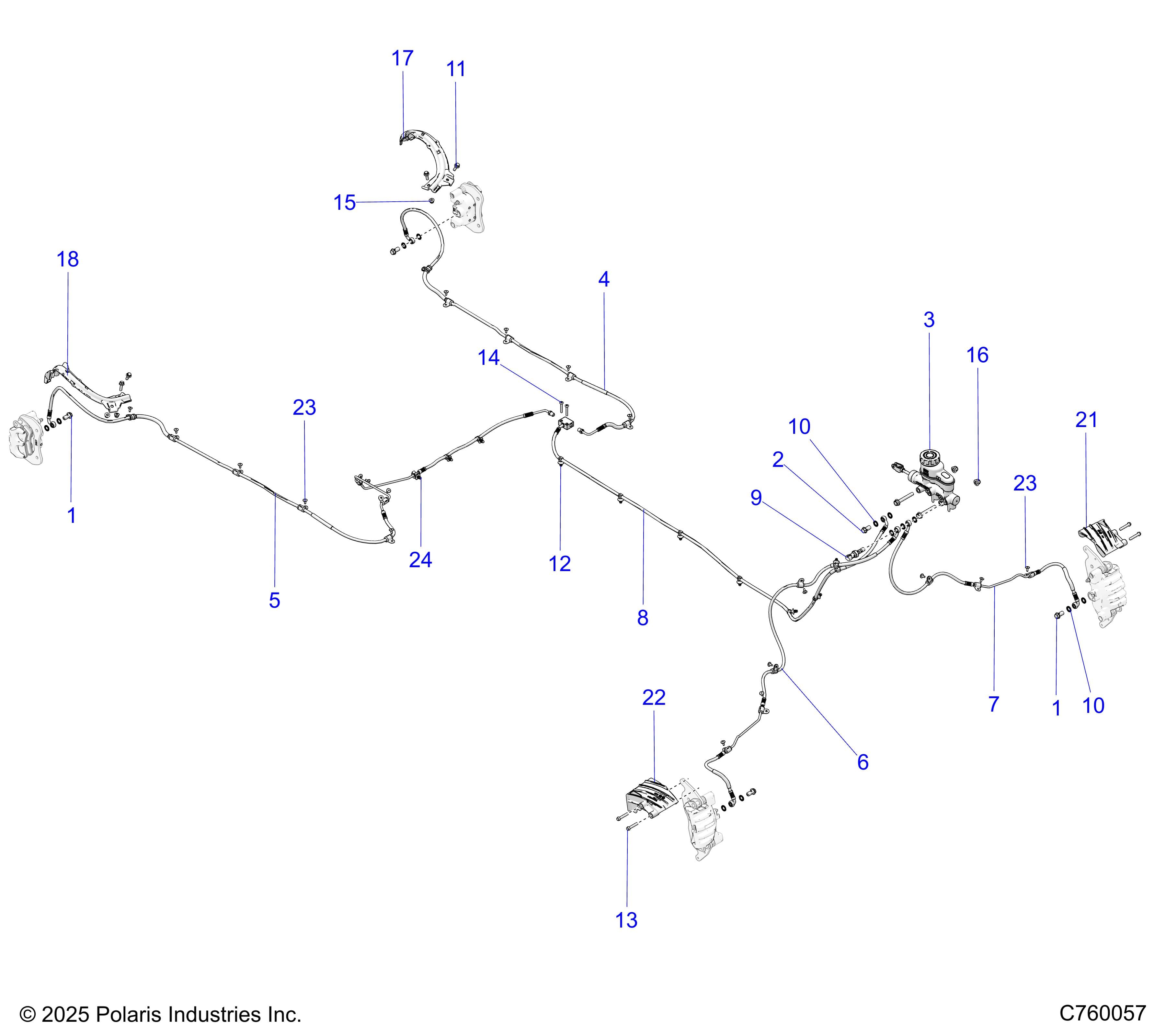 2026 RZR PRO XP ULTIMATE — BRAKES, BRAKE LINES AND MASTER CYLINDER - Z26XPD92AN/BN/AH/BH (C760057) diagram