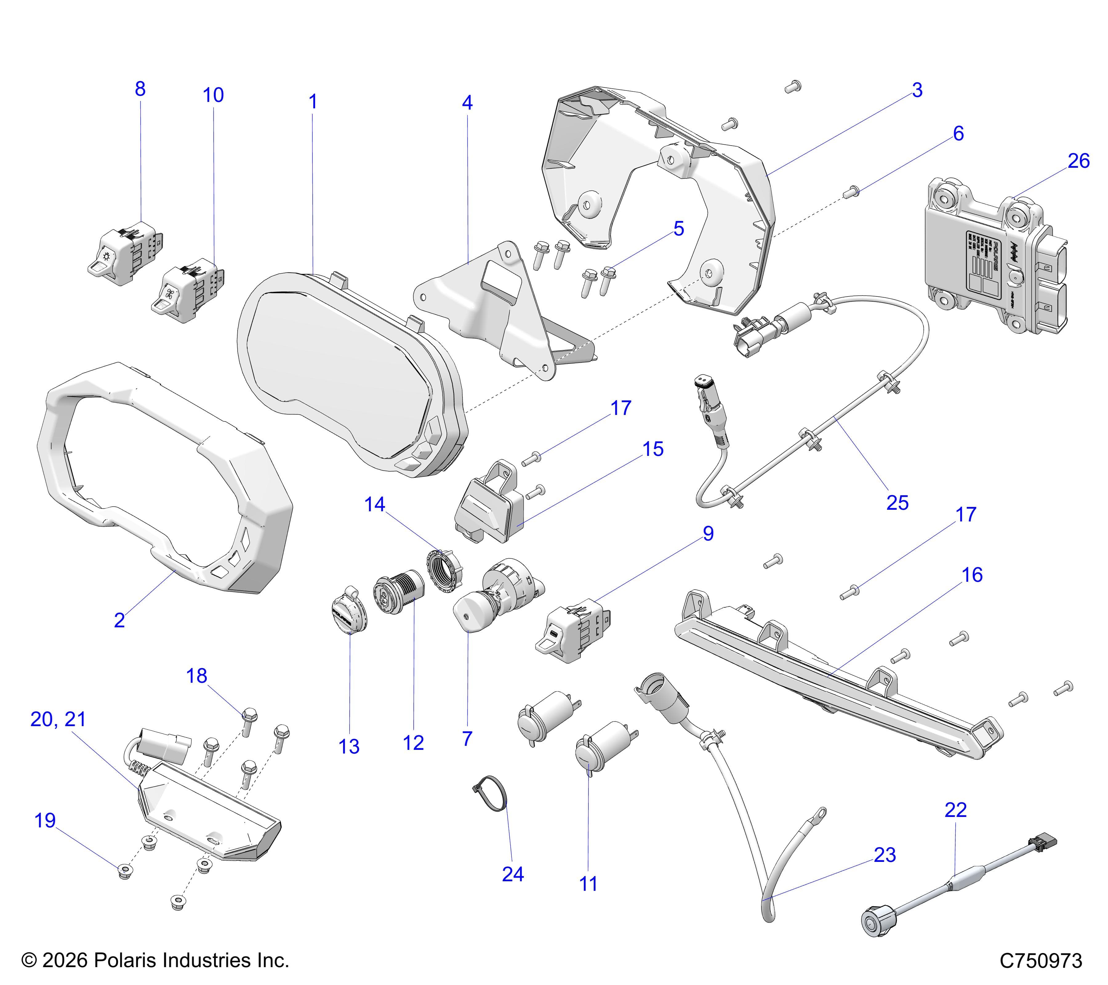 2026 RZR PRO R4 LE β ELECTRICAL, DASH INSTRUMENTS, CONTROLS, & LIGHTING - Z26R4P2KBL (C750973) diagram