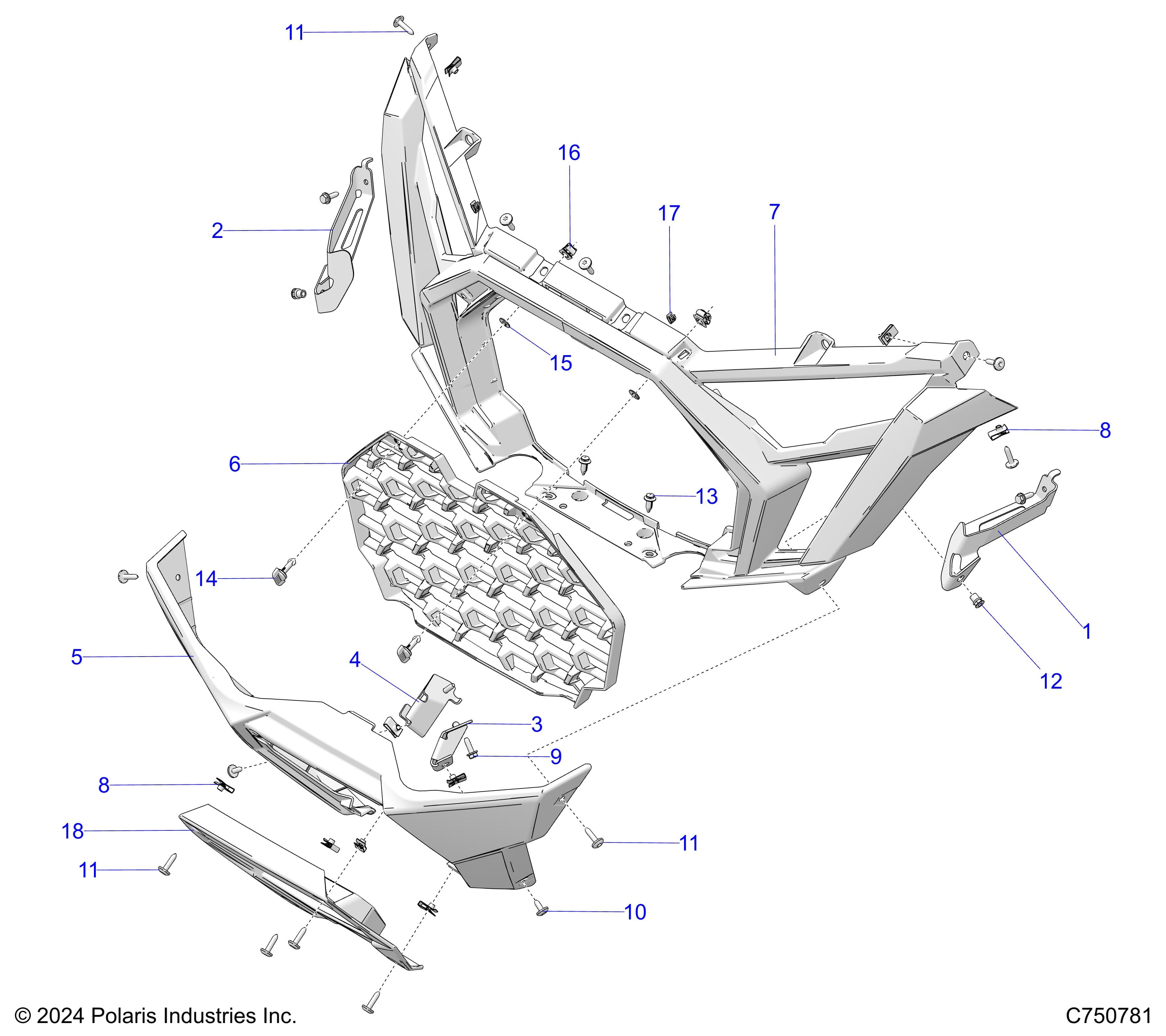 2026 RZR PRO XP 4 ULTIMATE β BODY, FRONT BUMPER - Z26X4D92AH/BH/AN/BN (C750781) diagram