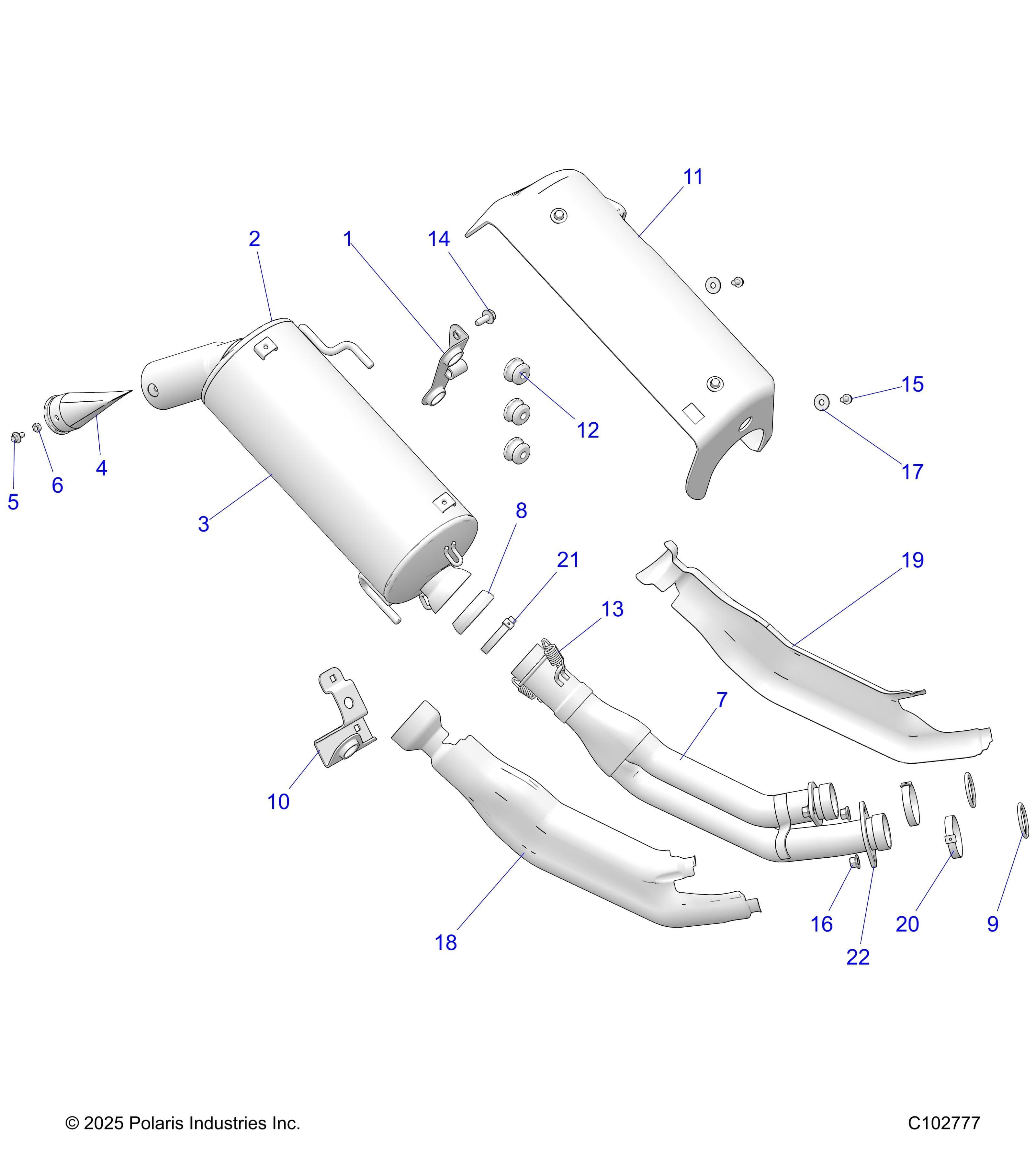 2026 SPORTSMAN 1000 ULTIMATE 49S R01 - A26SXR95AG β ENGINE, EXHAUST - A26SXR95AG (C102777) diagram