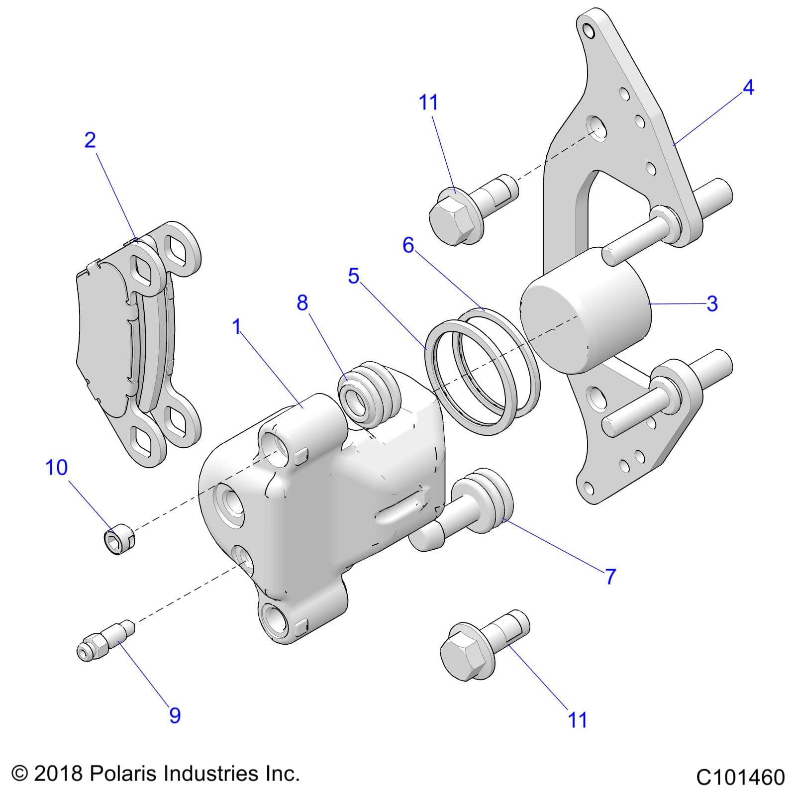 2026 SCRAMBLER XP 1000 S 49S R01 - A26SGE95AB β BRAKES, FRONT CALIPER - A26SGE95AB (C101460) diagram