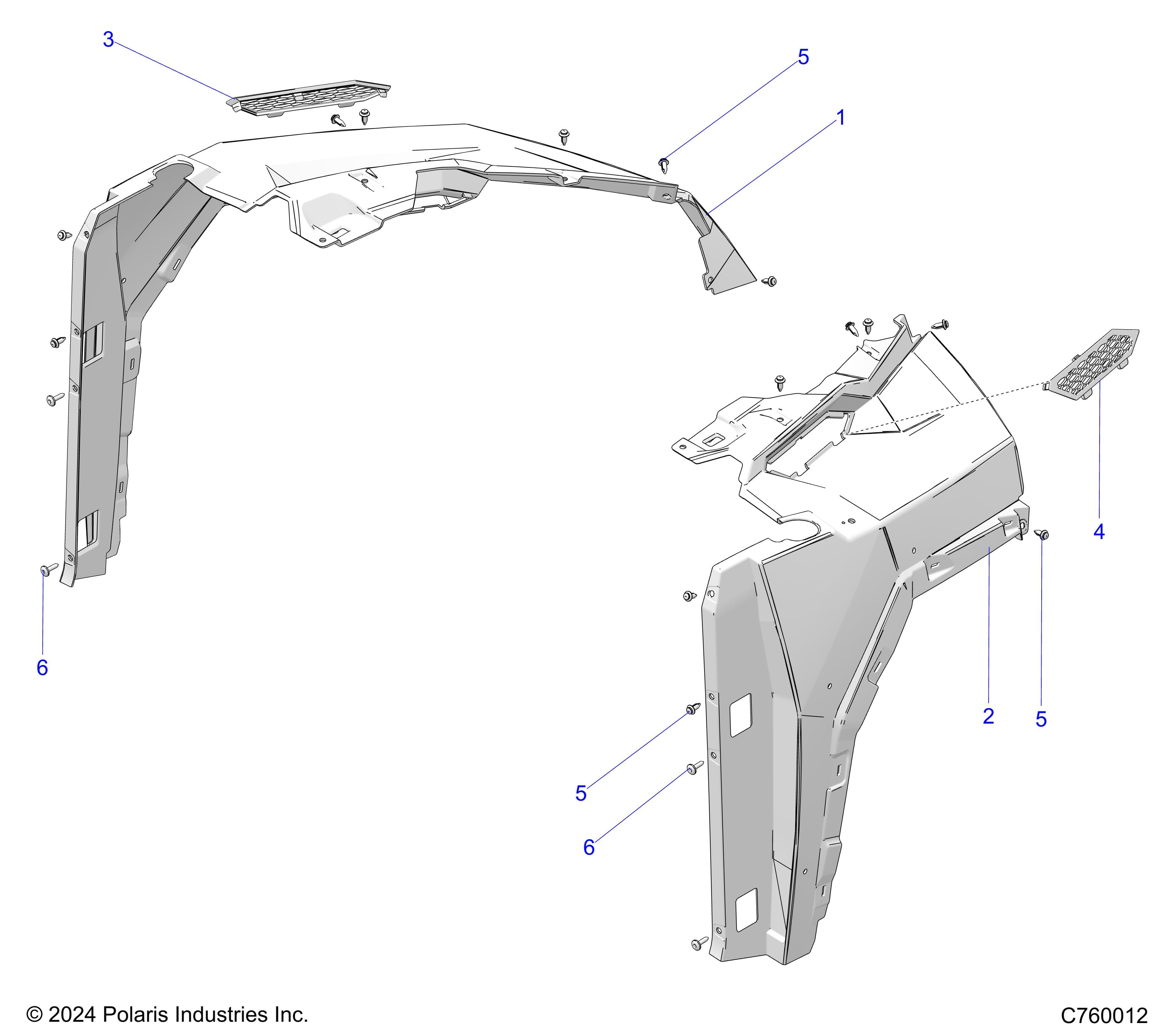 2026 GENERAL XP 1000 PREMIUM β BODY, FENDERS, FRONT diagram