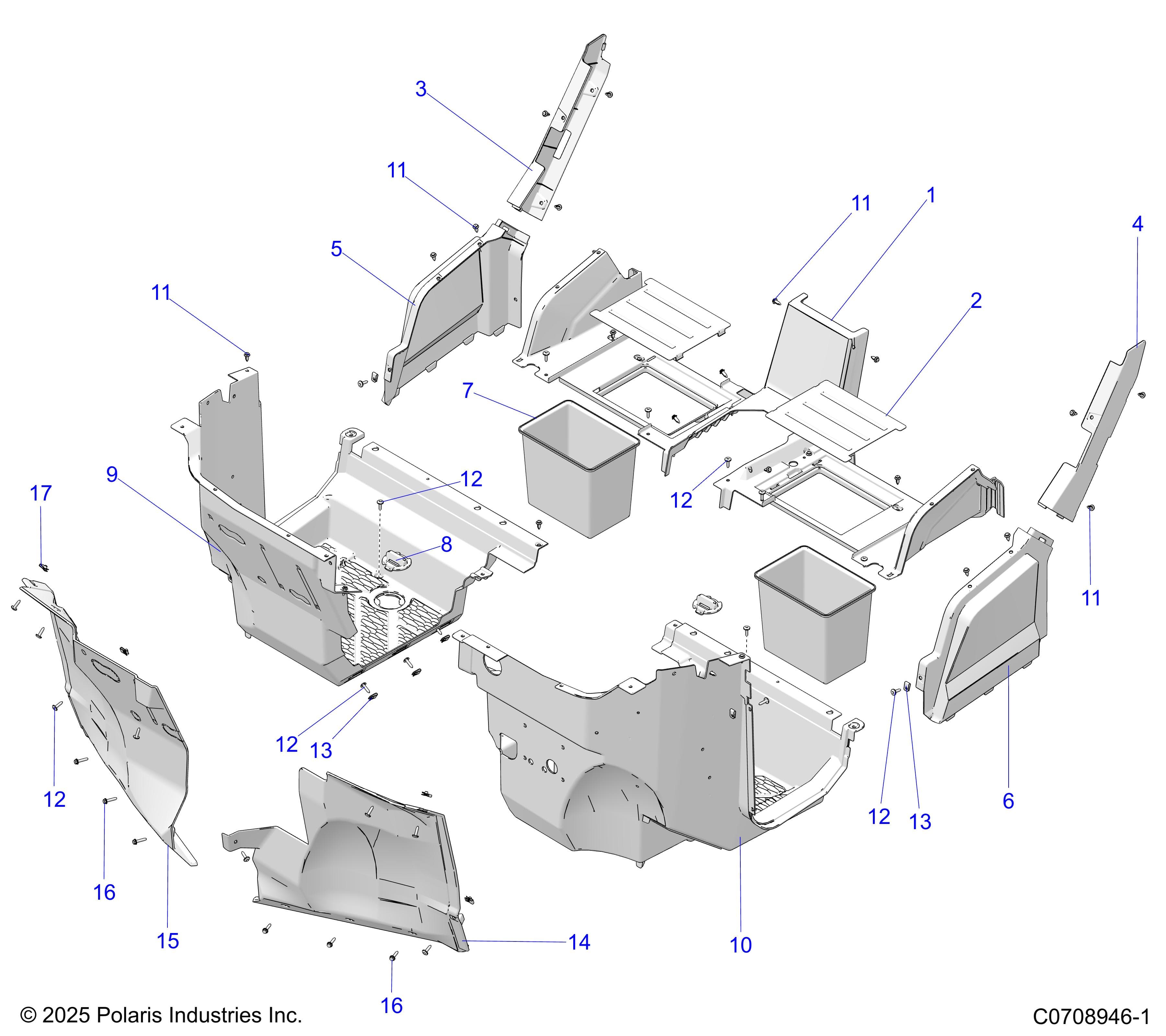 2026 GENERAL XP4 1000 SPORT β BODY, FRONT CLOSEOFF AND FLOOR diagram