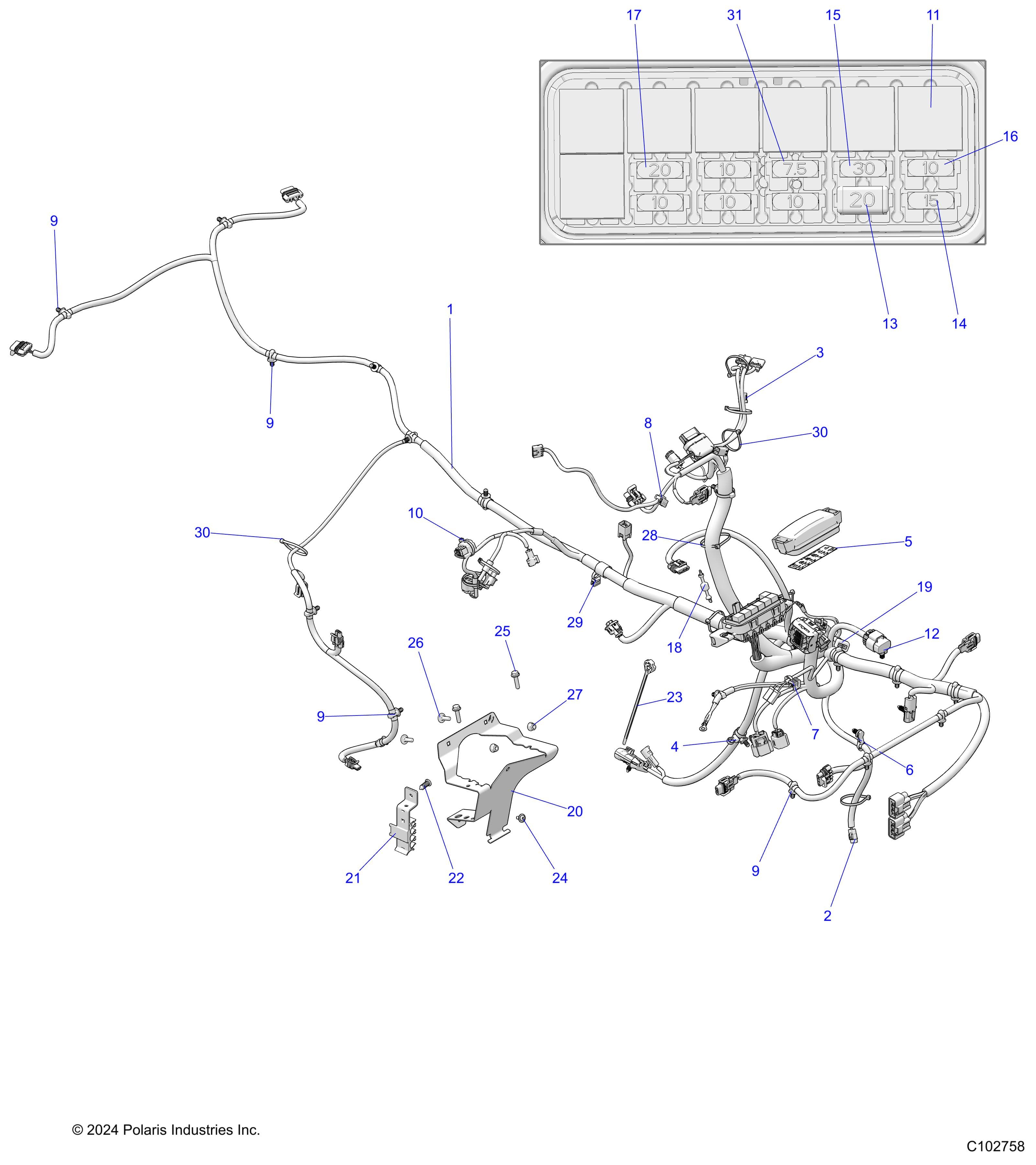2026 SPORTSMAN 570 EPS β ELECTRICAL, MAIN WIRE HARNESS - A26SEE57A1/A4/A6/A9 (C102758) diagram