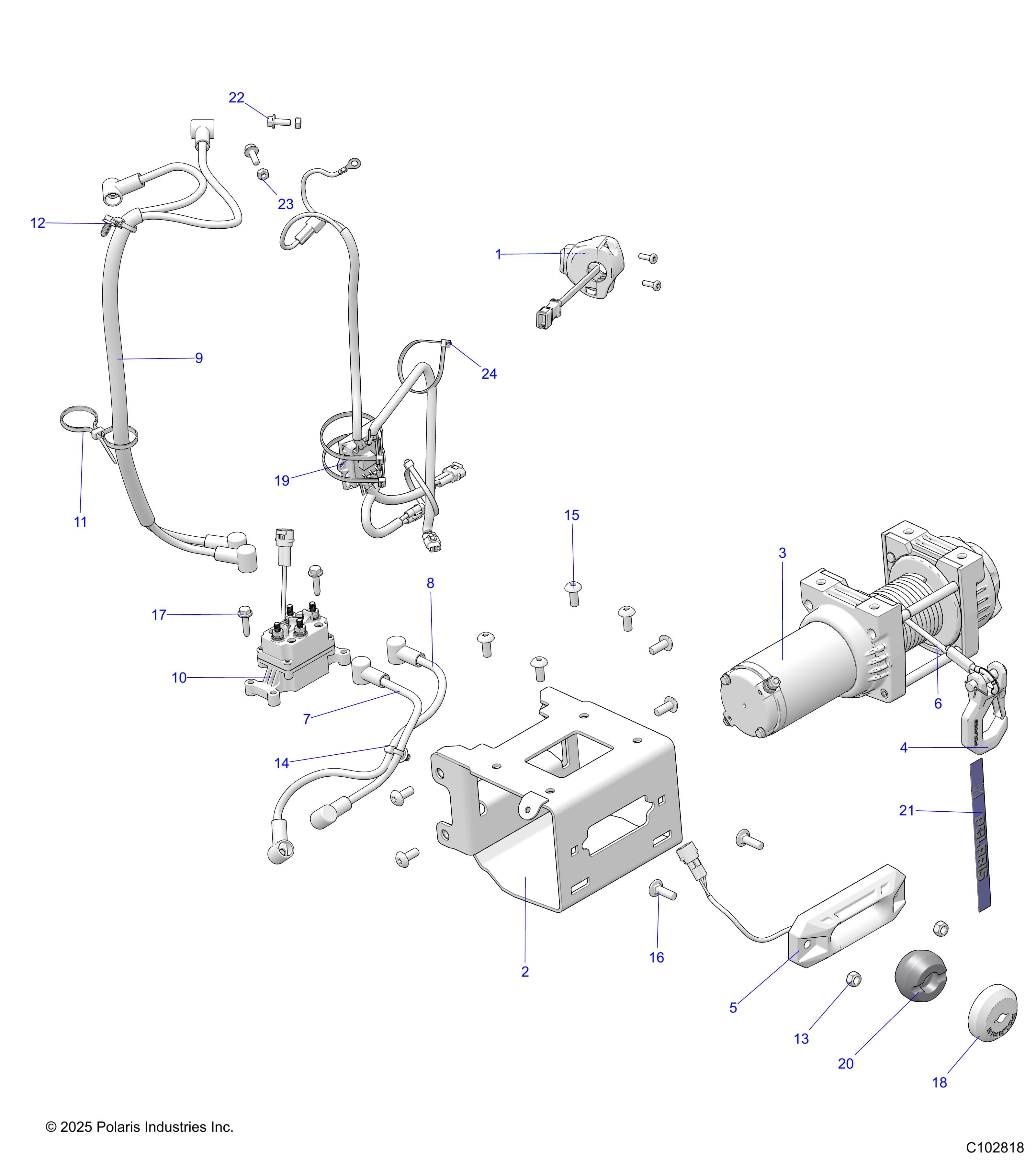 2026 SPORTSMAN 570 UTL 49S β CHASSIS, WINCH - A26SHR57AG (C102818) diagram