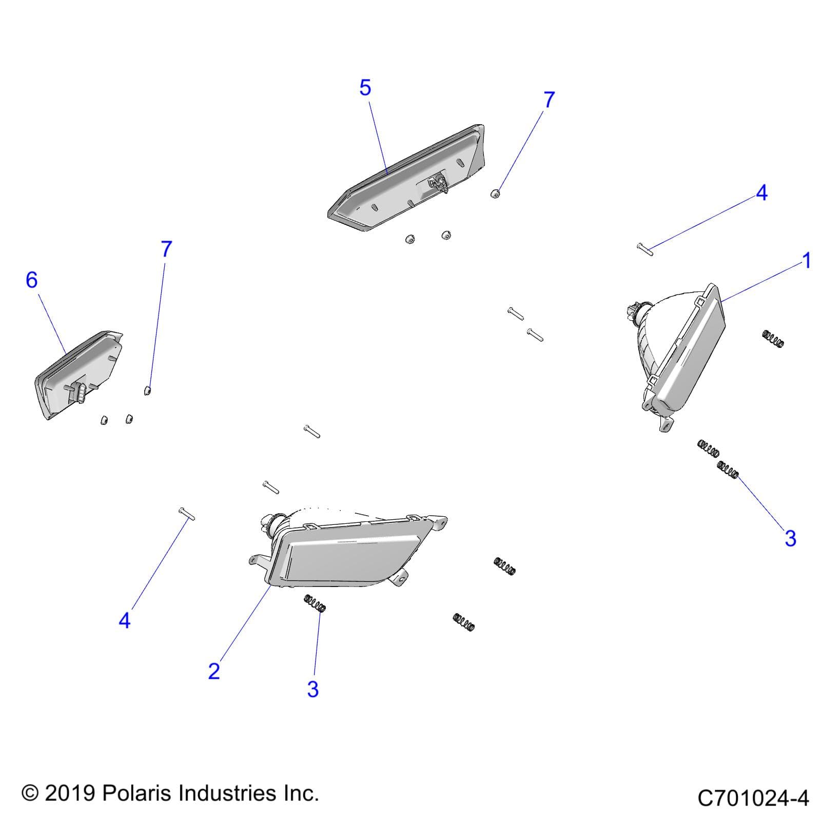 2026 RZR 900 TRAIL S SPORT β ELECTRICAL, HEADLIGHTS AND TAILLIGHTS - Z26ASE87A5 (C701024-4) diagram