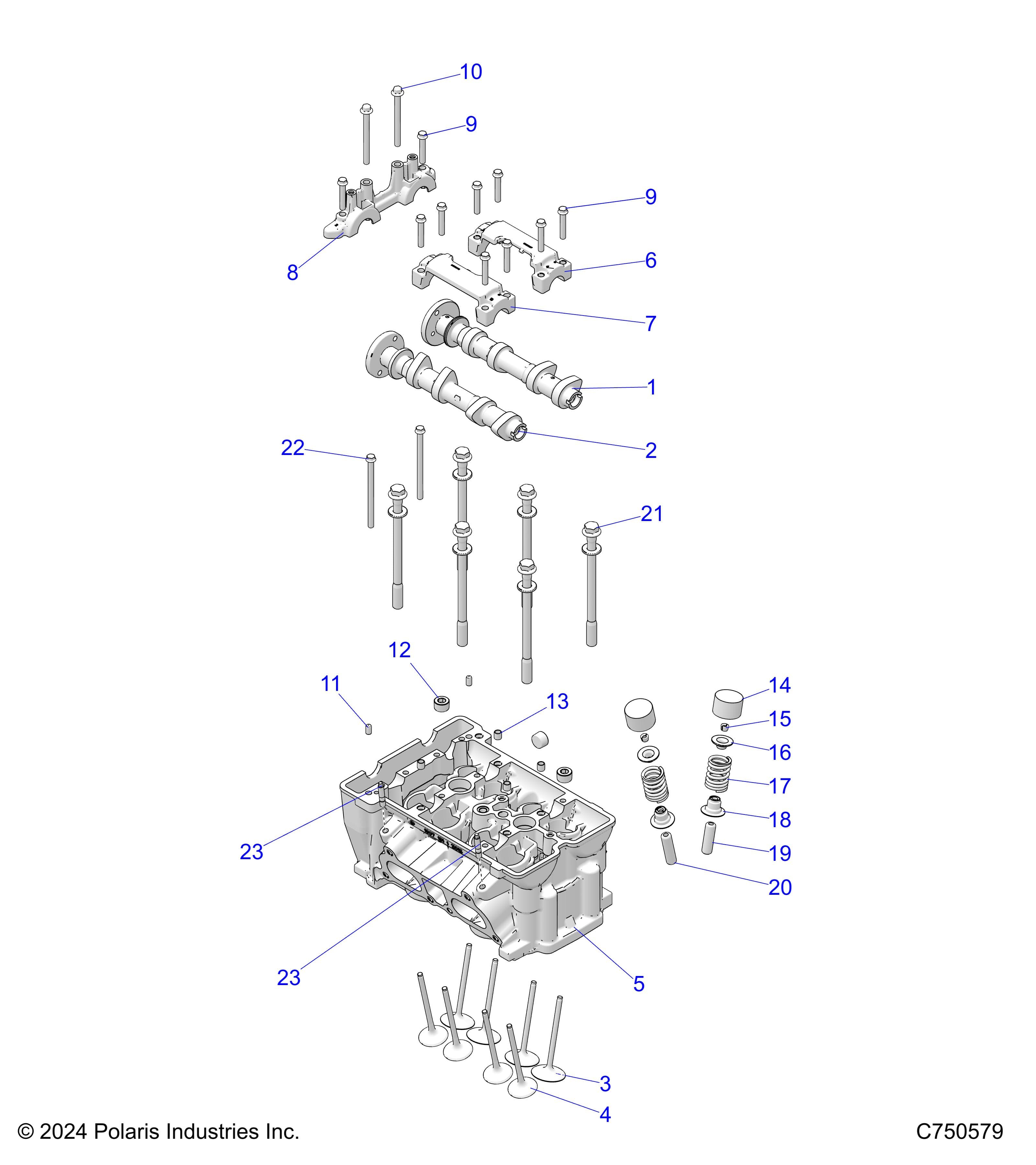 2026 RZR XP S 4 1000 SPORT β ENGINE, CYLINDER HEAD AND VALVES - Z26NMX99A4/B4/A6/B6 (C750579) diagram