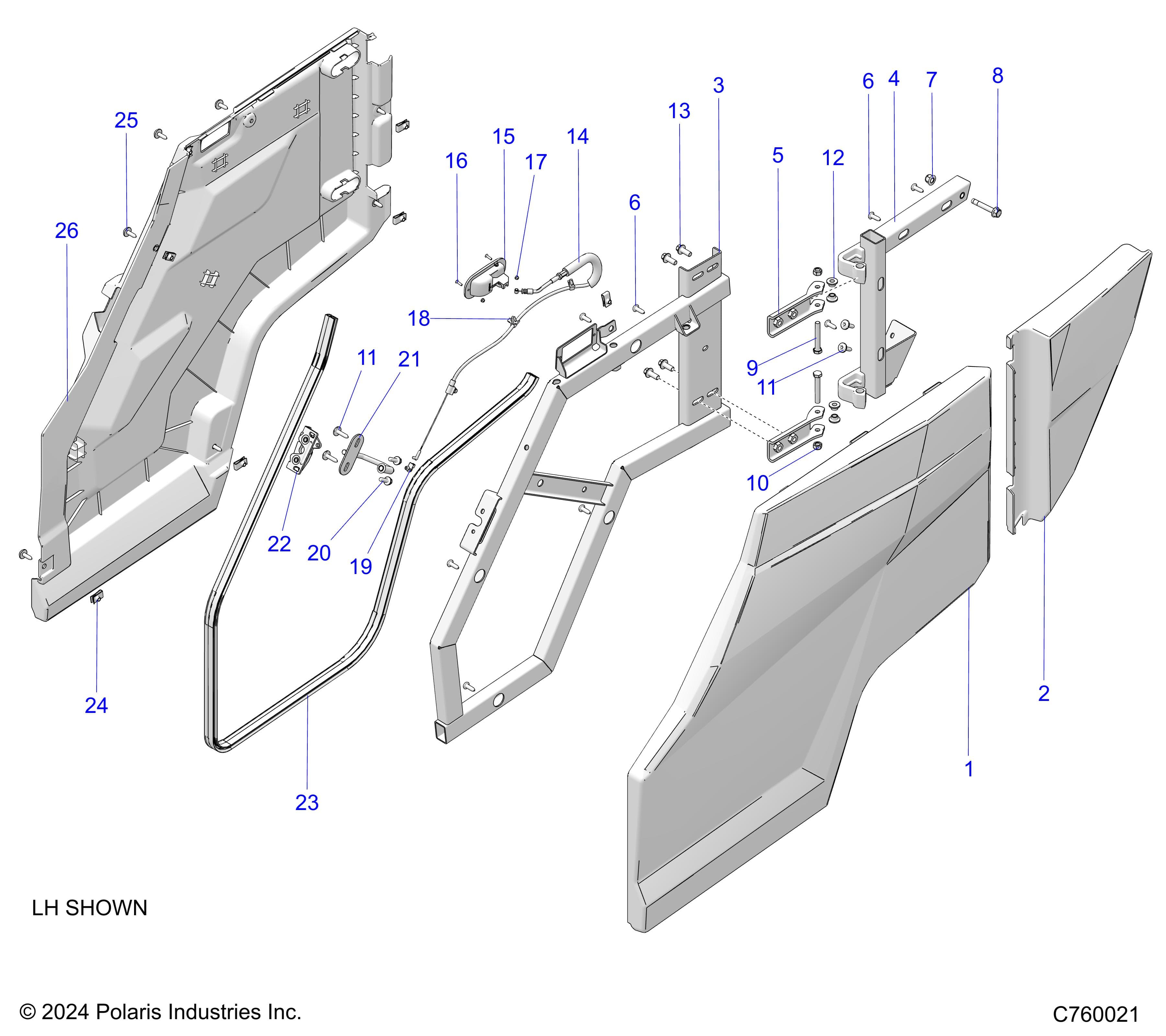 2026 GENERAL XP4 1000 SPORT β BODY, DOORS, REAR diagram