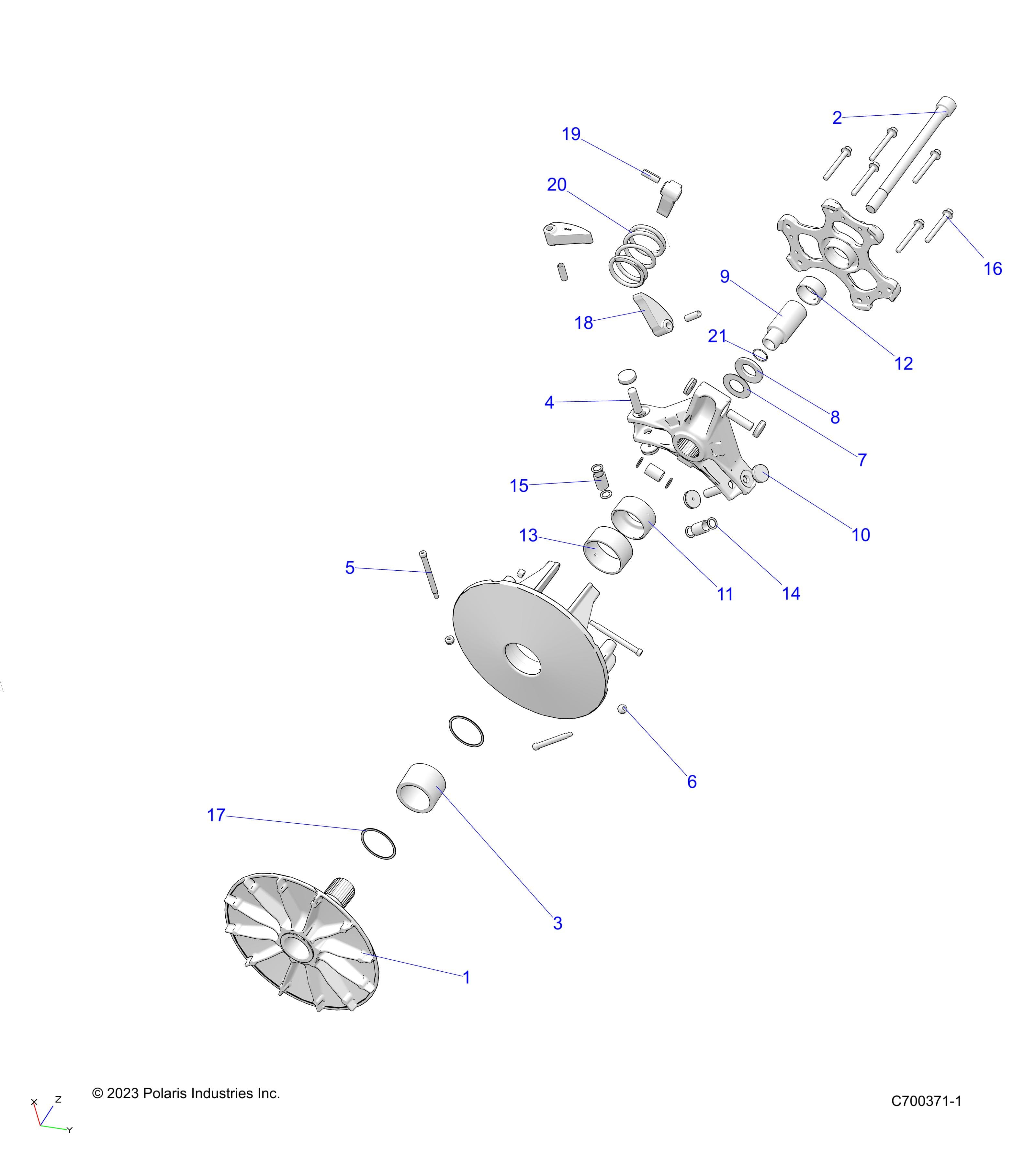 2026 SPORTSMAN TOURING 570 β DRIVE TRAIN, PRIMARY CLUTCH - A26SDA57A7 (C700371-1) diagram