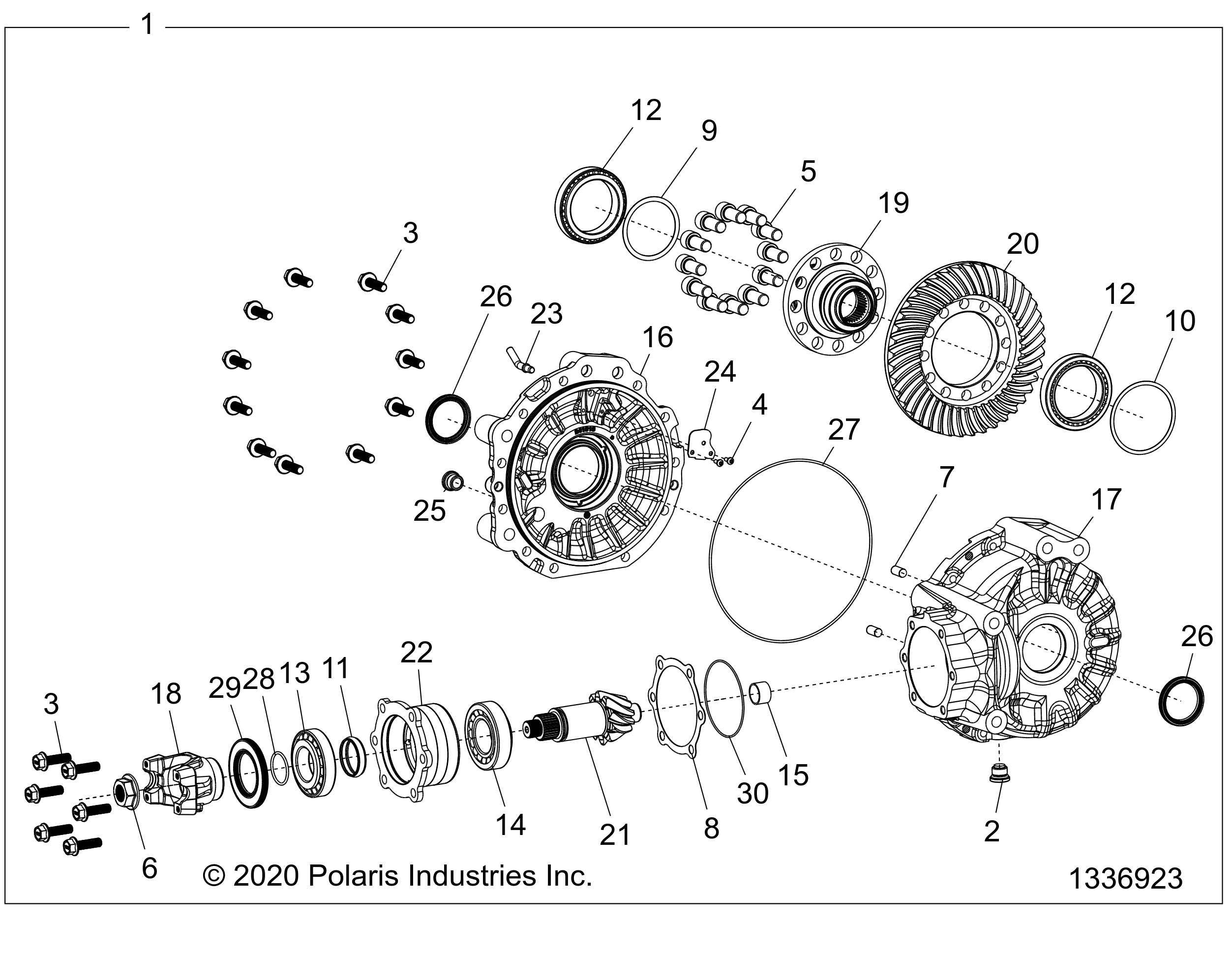2026 RZR PRO R LE β DRIVE TRAIN, GEARCASE, REAR - Z26RPP2KBL (1336923) diagram