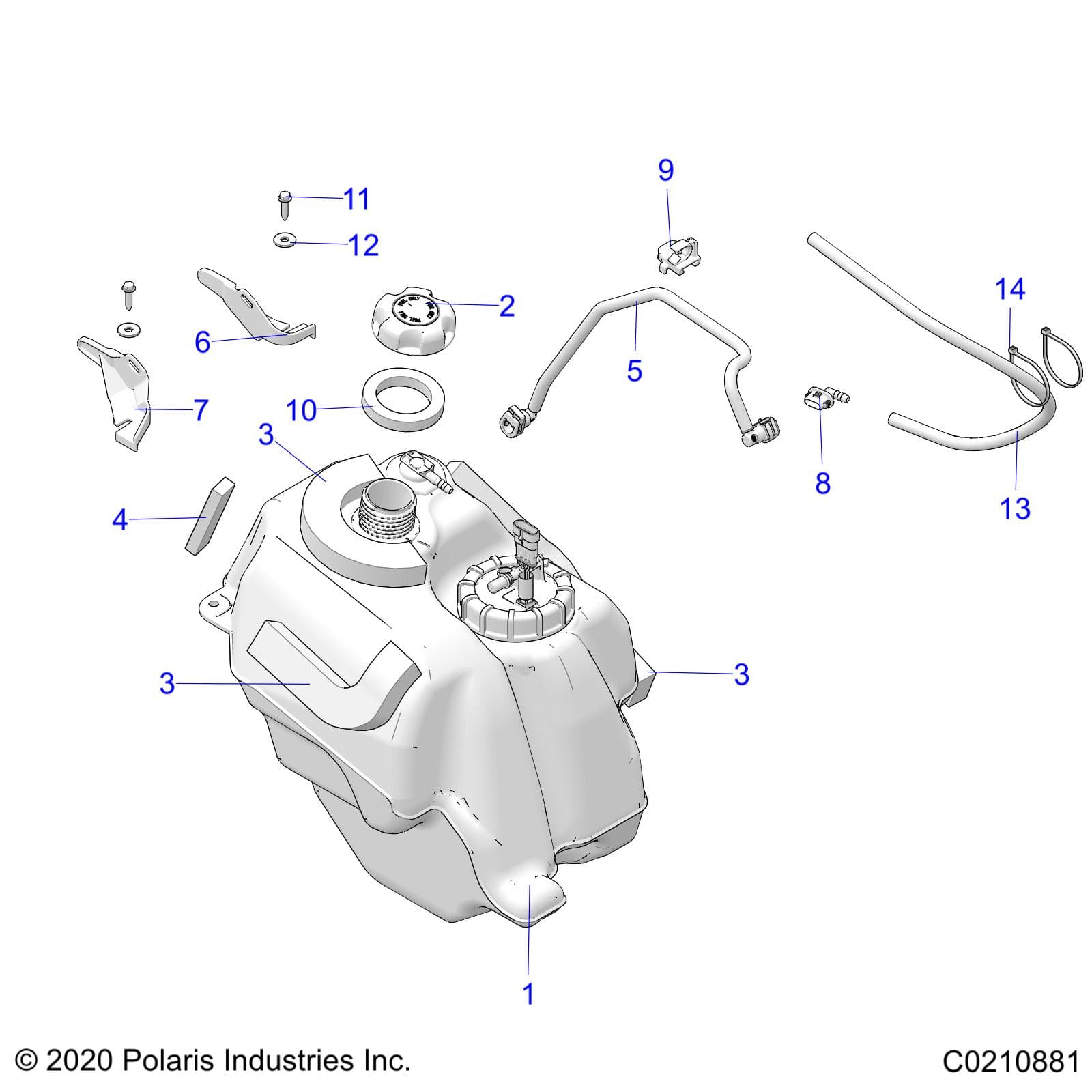 2026 SPORTSMAN 570 UTL 49S β FUEL SYSTEM, FUEL TANK ASM. - A26SHR57AG (C0210881) diagram