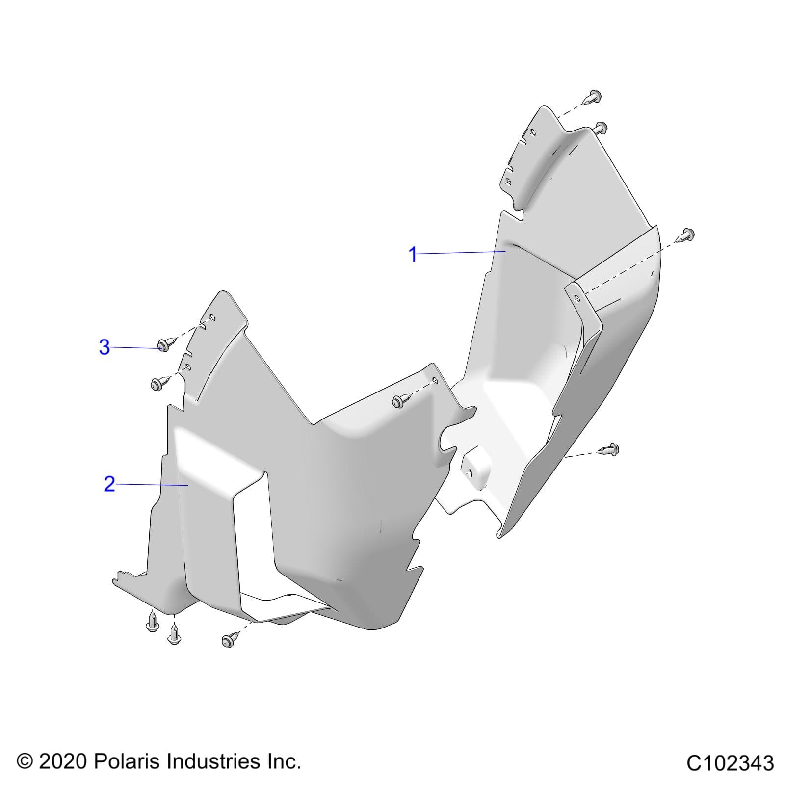 2026 SPORTSMAN 850 48" R02 - A26SXA85A1 β BODY, FRONT MUD GUARDS - A26SXA85A1 (C102343) diagram