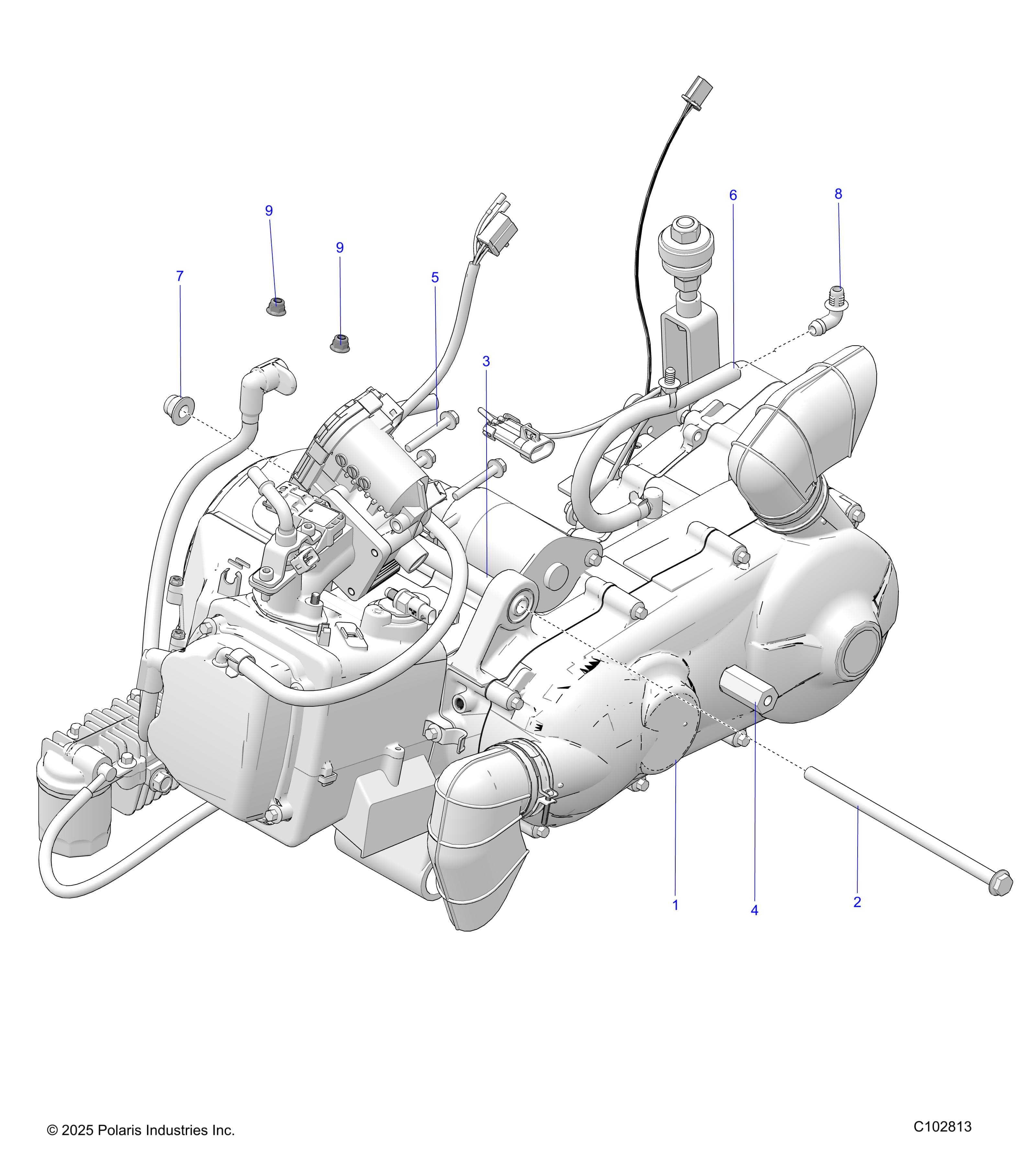 2026 RANGER 150 EFI β ENGINE, ENGINE and TRANSMISSION MOUNTING - R26HZA15A5/B5 (C102813) diagram