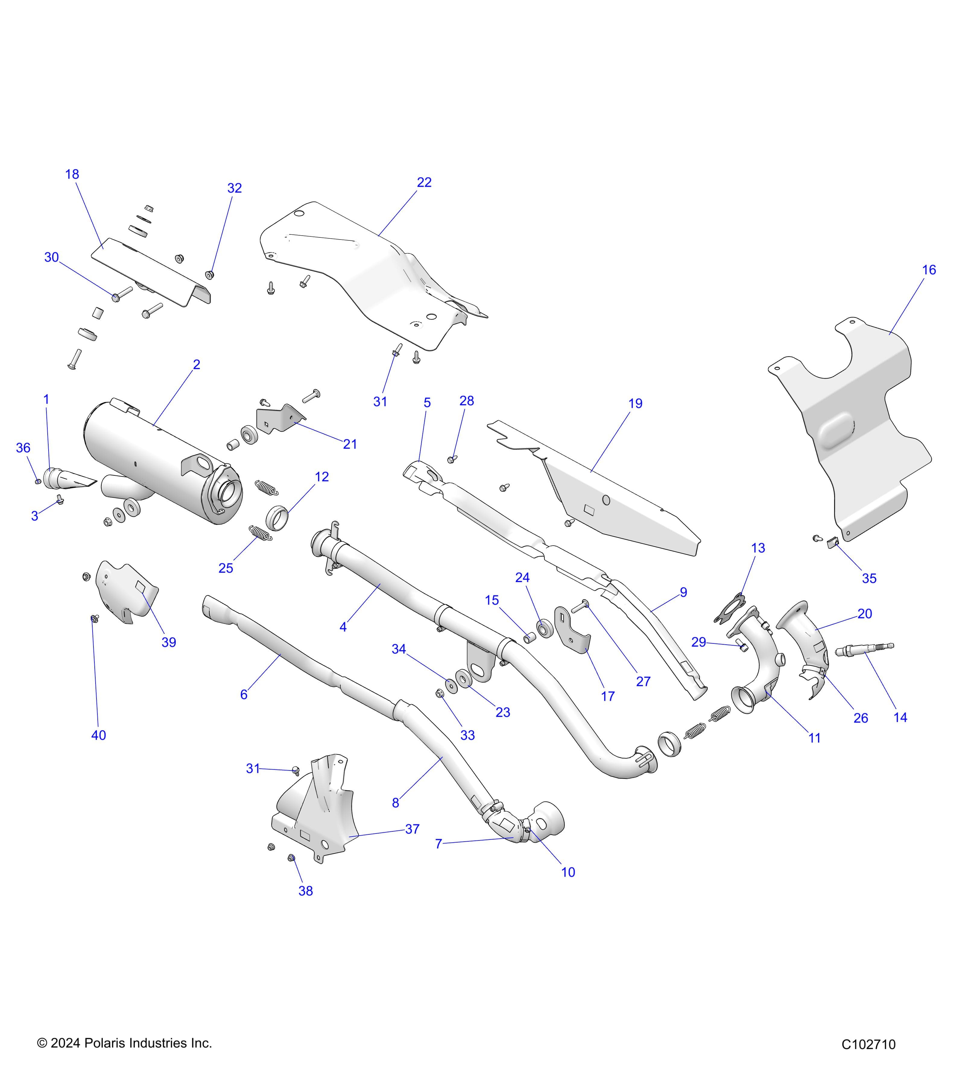 2026 SPORTSMAN 570 EPS PREM 40th β ENGINE, EXHAUST - A26SEZ57BB (C102710) diagram
