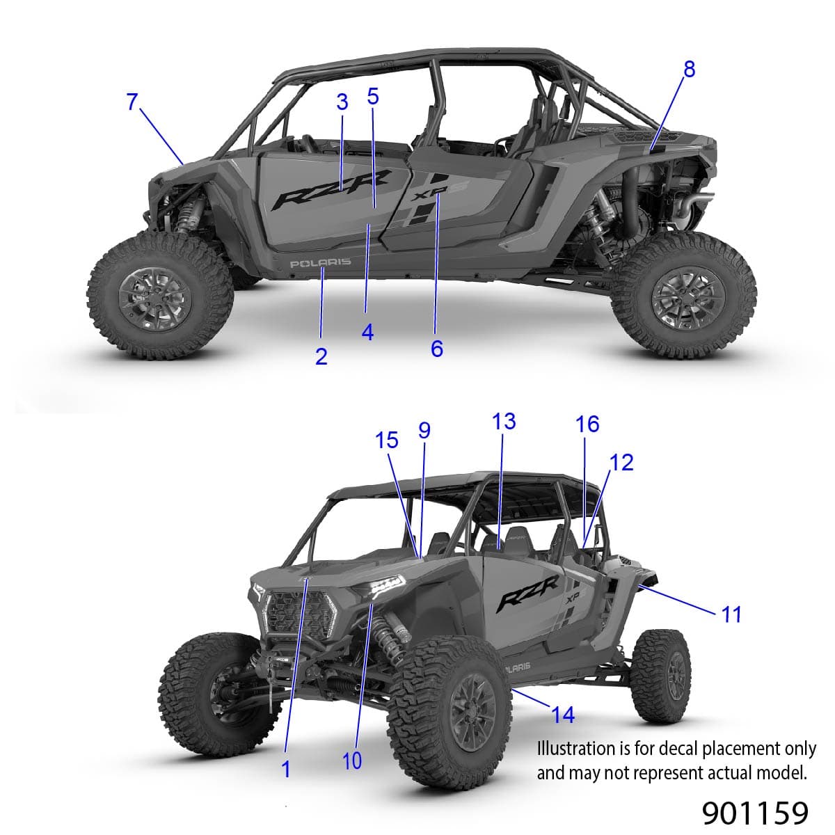 2026 RZR XP S 4 1000 ULTIMATE β BODY, DECALS - Z26NMY99A4/B4/A6/B6 (901159) diagram