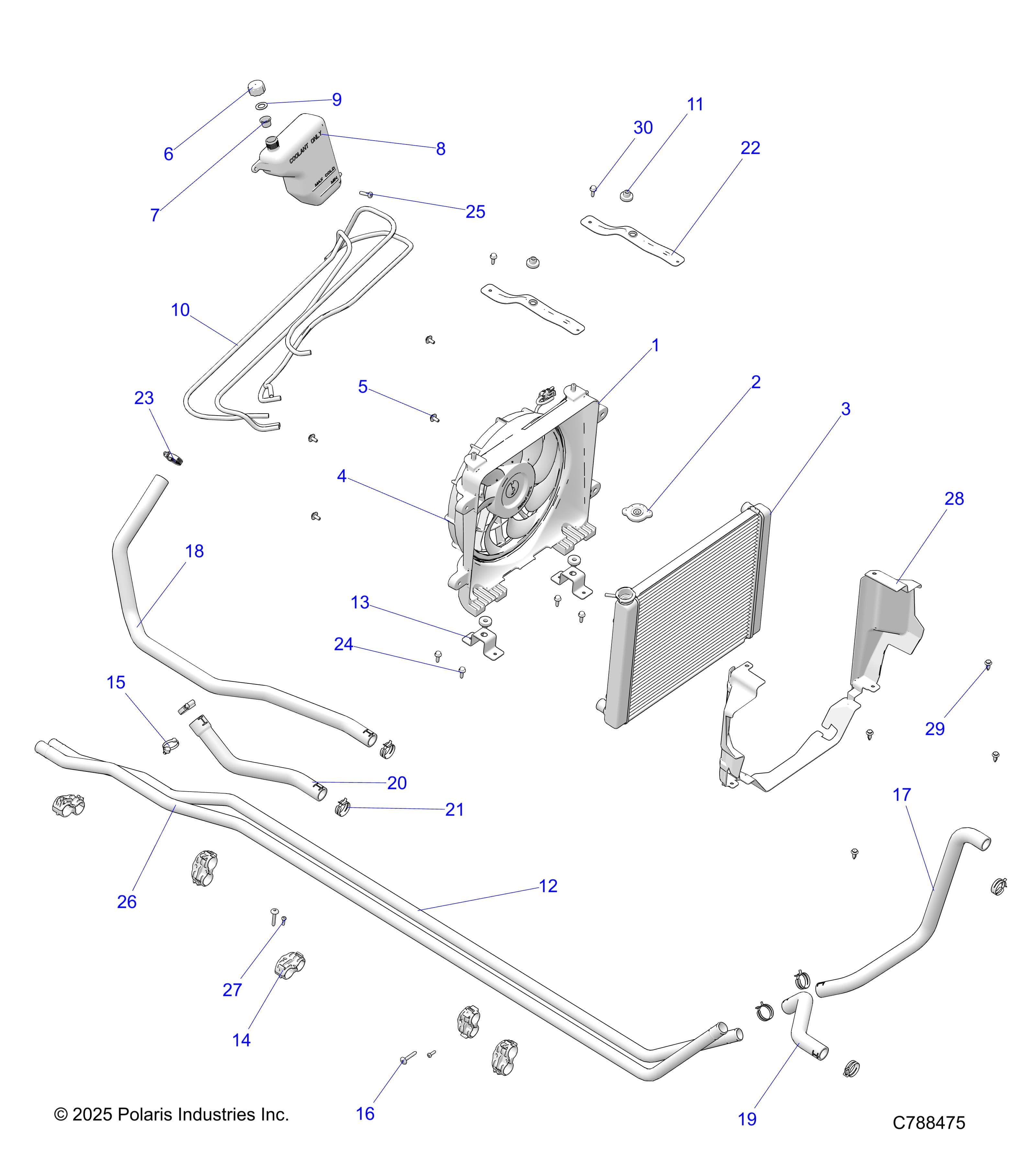 2026 RANGER 1000 CREW NON EPS β ENGINE, COOLING SYSTEM - R26T6A99A1/B1 (C788475) diagram