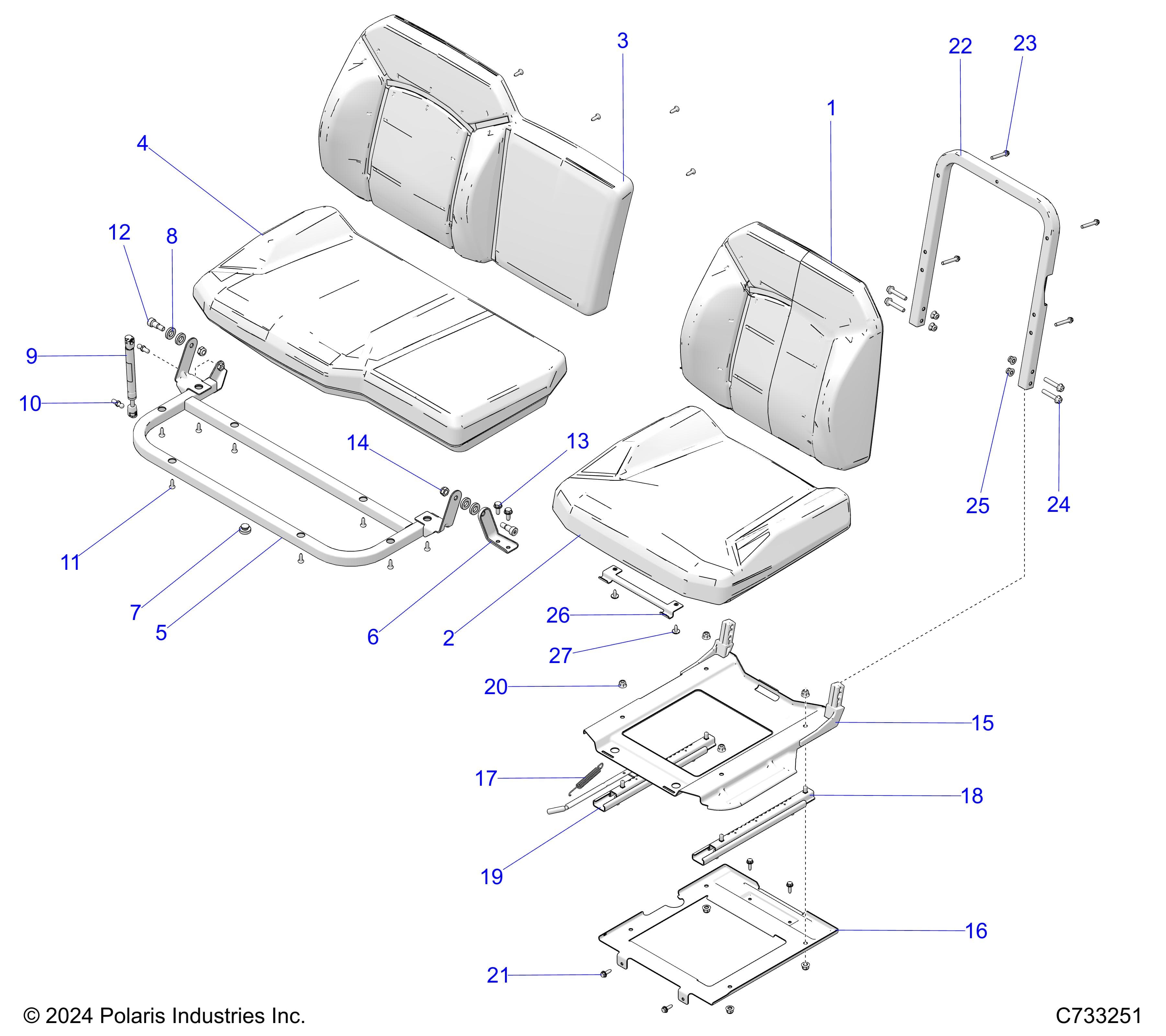 2026 RANGER 1000 XP NSTR ULTIMATE β BODY, SEAT ASSEMBLY & SLIDER - R26RRY99A9/AF/AH/AB/AS/B9/BH/BB/BS (C733251) diagram