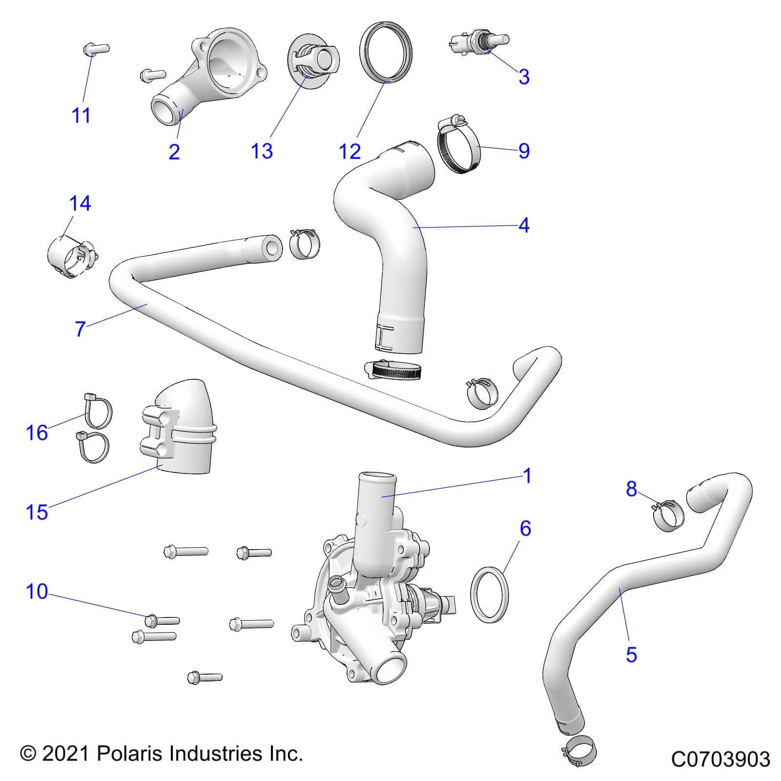 2026 RANGER 1000 XP CREW NORTHSTAR TEXAS EDITION β ENGINE, WATERPUMP & BYPASS - R26RST99AL (C0703903) diagram