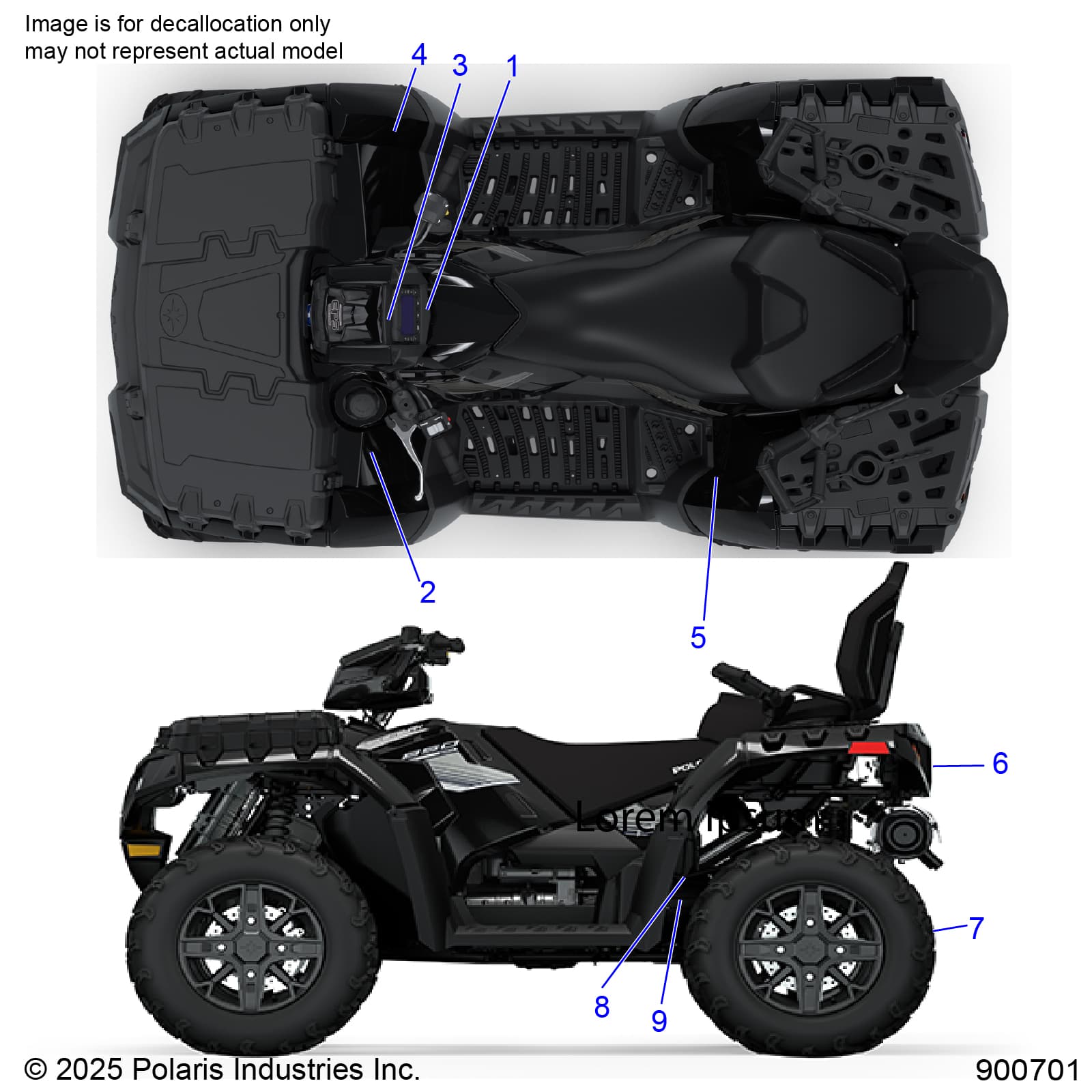 2026 SPORTSMAN TOURING 850 48" R02 - A26SYE85AL β BODY, DECALS STANDARD - A26SYE85AL (900701-01) diagram