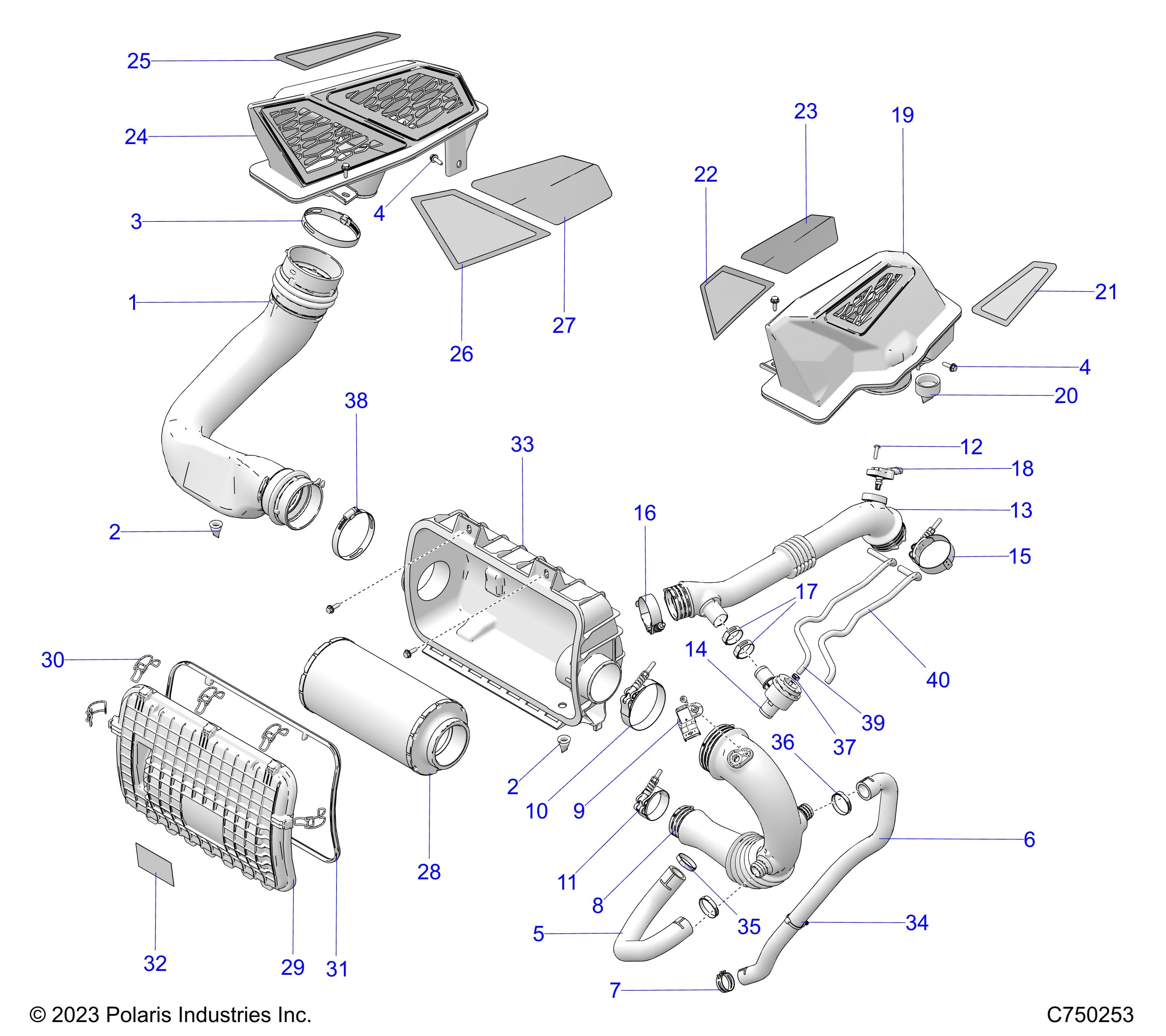 2026 RZR PRO S SPORT β ENGINE, AIR INTAKE SYSTEM - Z26SPE92A4/B4/A6/B6 (C750253) diagram