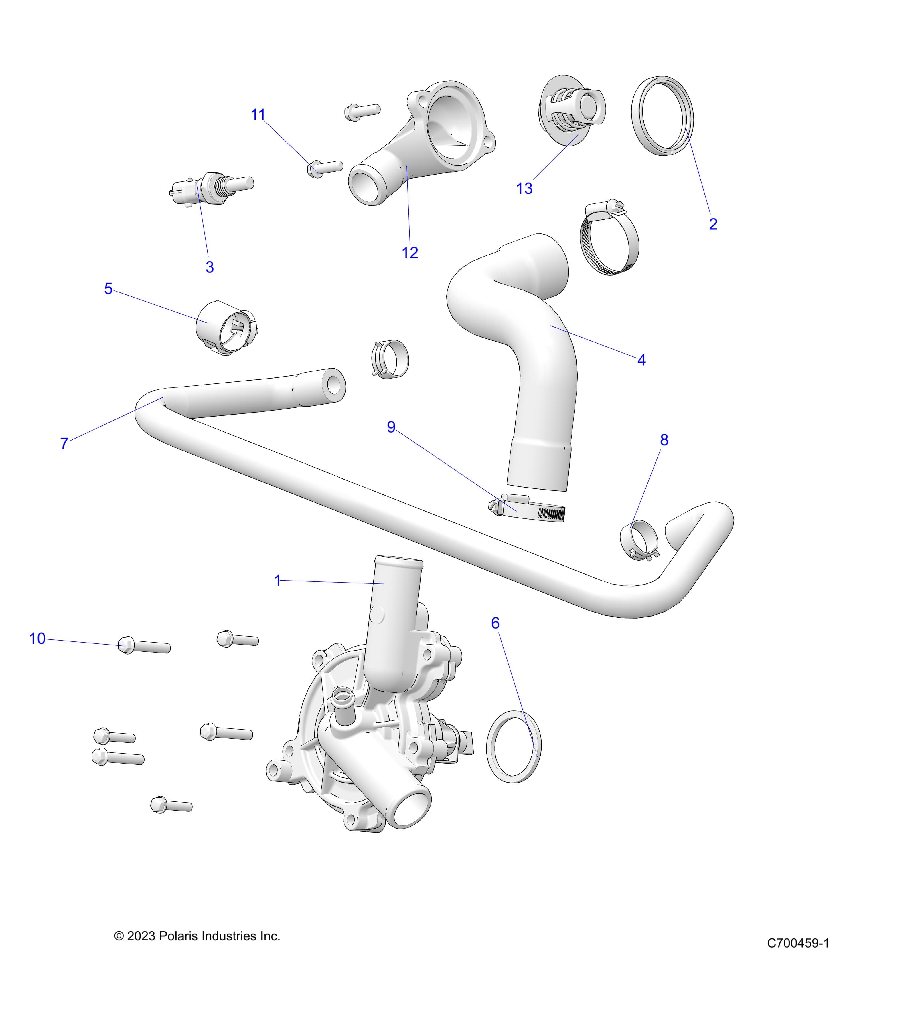 2026 RANGER 1000 XP CREW NSTR ULTIMATE TRAIL BOSS β ENGINE, WATERPUMP & BYPASS - R26RSV99AK (C700459-1) diagram