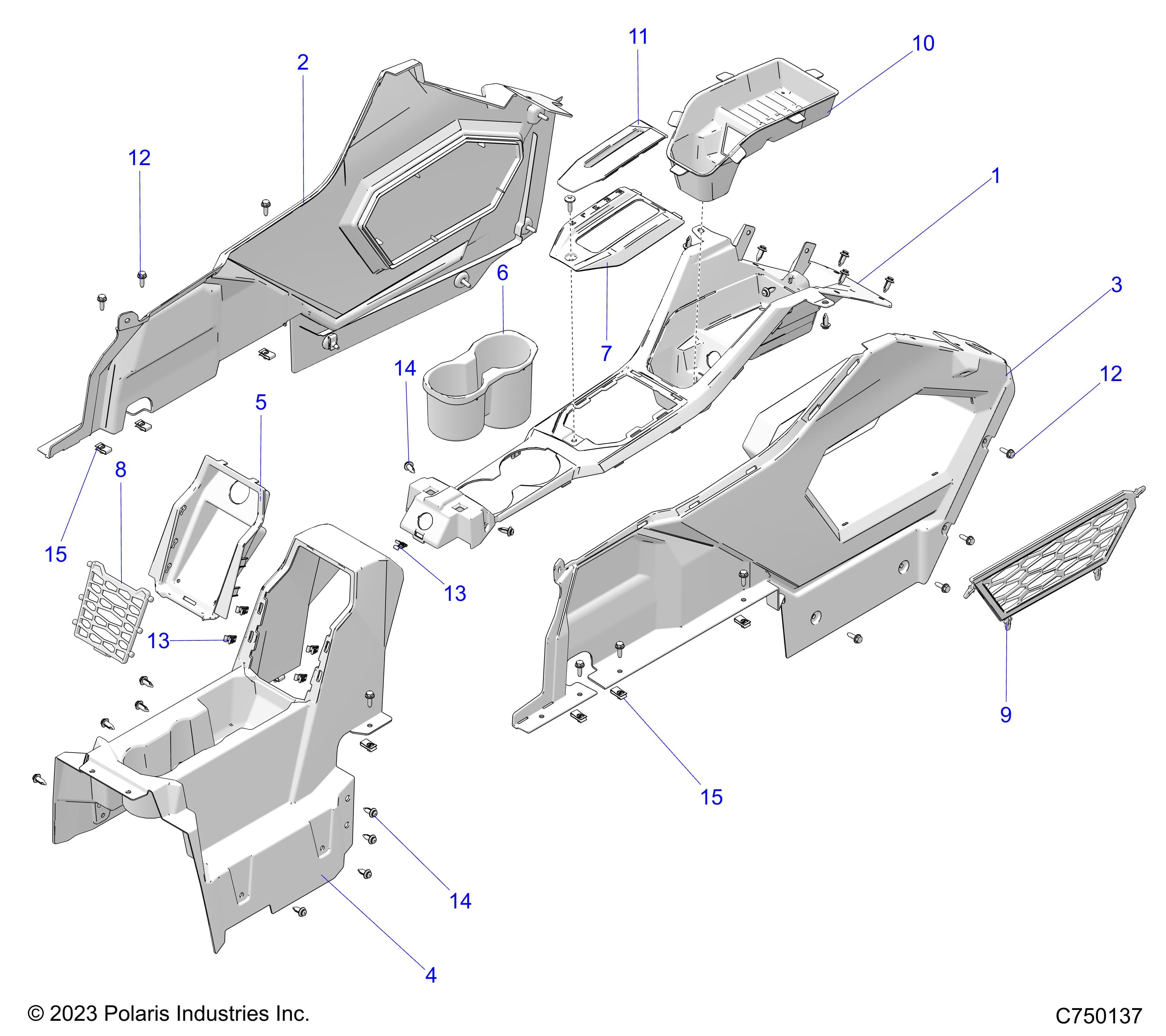2026 RZR PRO S4 SPORT β BODY, CENTER CONSOLE - Z26S4E92A4/B4/A6/B6 (C750137) diagram