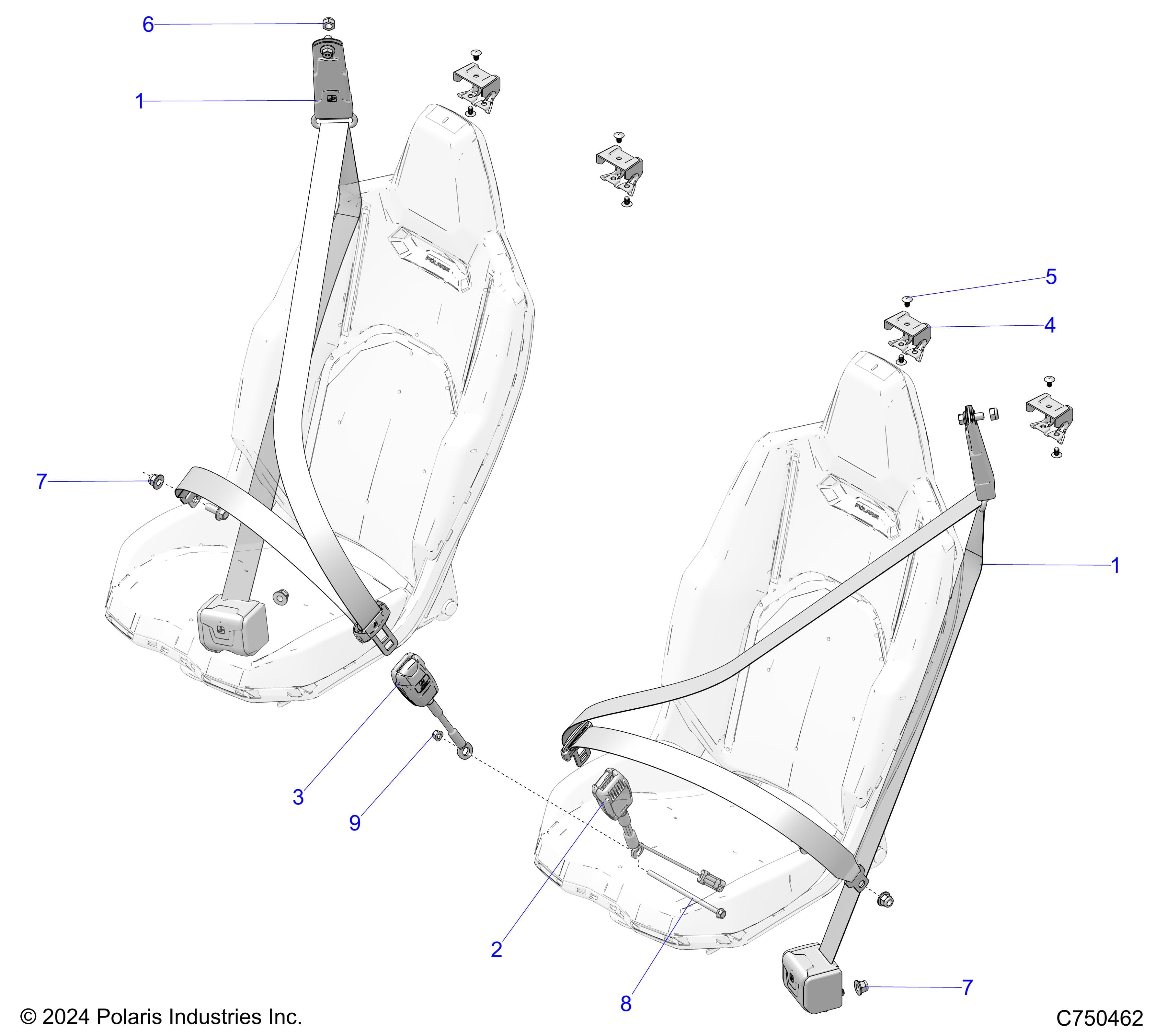 2026 RZR PRO XP 4 SPORT β BODY, SEAT BELT MOUNTING, FRONT - Z26X4E92A4/B4/A6/B6 (C750462) diagram