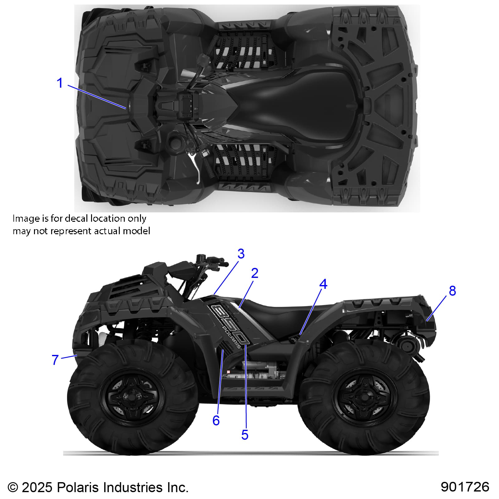 2026 SPORTSMAN 850 MUD 49S R01 - A26SXN85A7 β BODY, DECALS GRAPHIC - A26SXN85A7 (901726) diagram