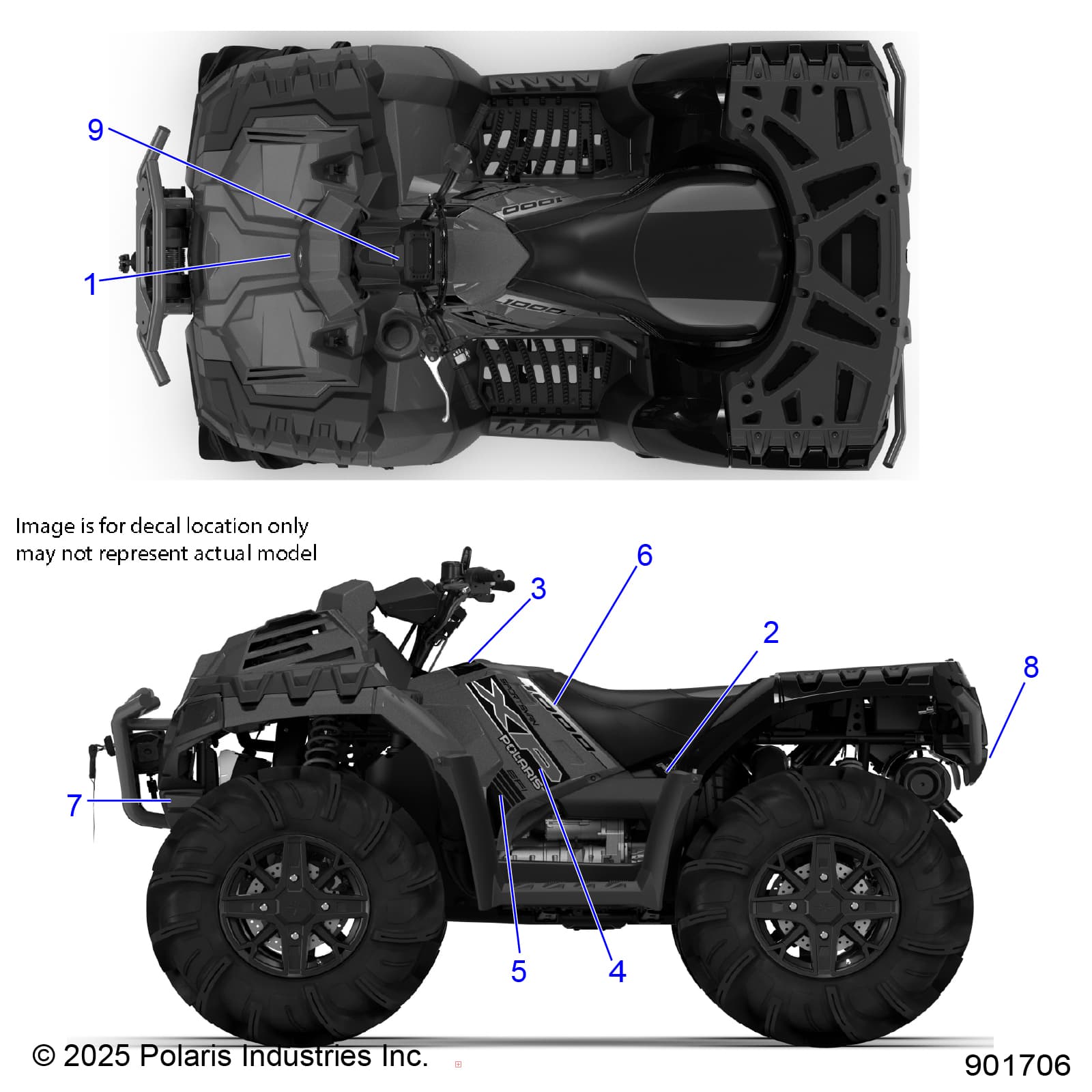 2026 SPORTSMAN XP 1000 MUD R01 - A26SXM95AR β BODY, DECALS GRAPHIC - A26SXM95AR (901706) diagram