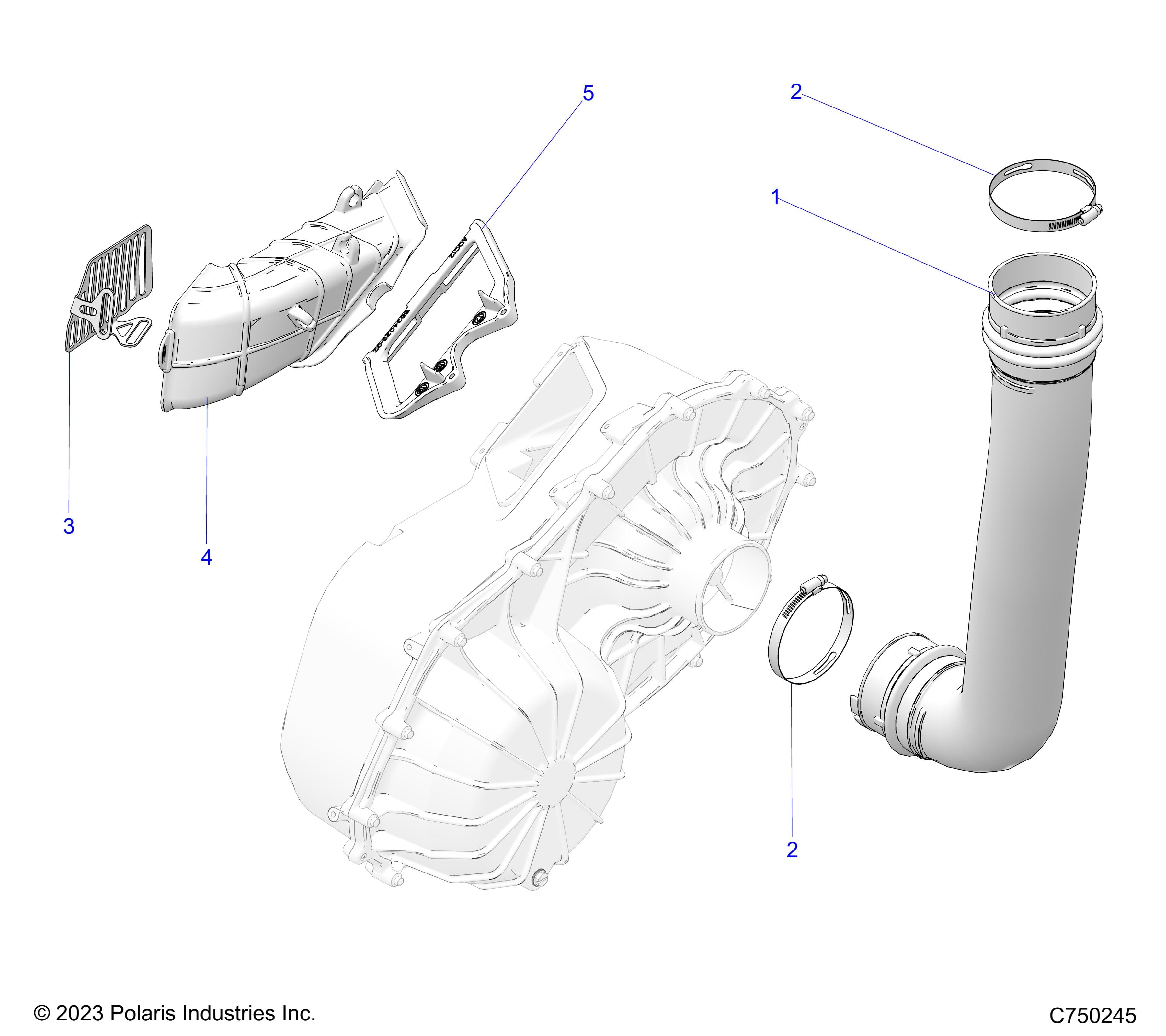 2026 RZR PRO S4 SPORT β DRIVE TRAIN, CLUTCH COVER DUCTING - Z26S4E92A4/B4/A6/B6 (C750245) diagram