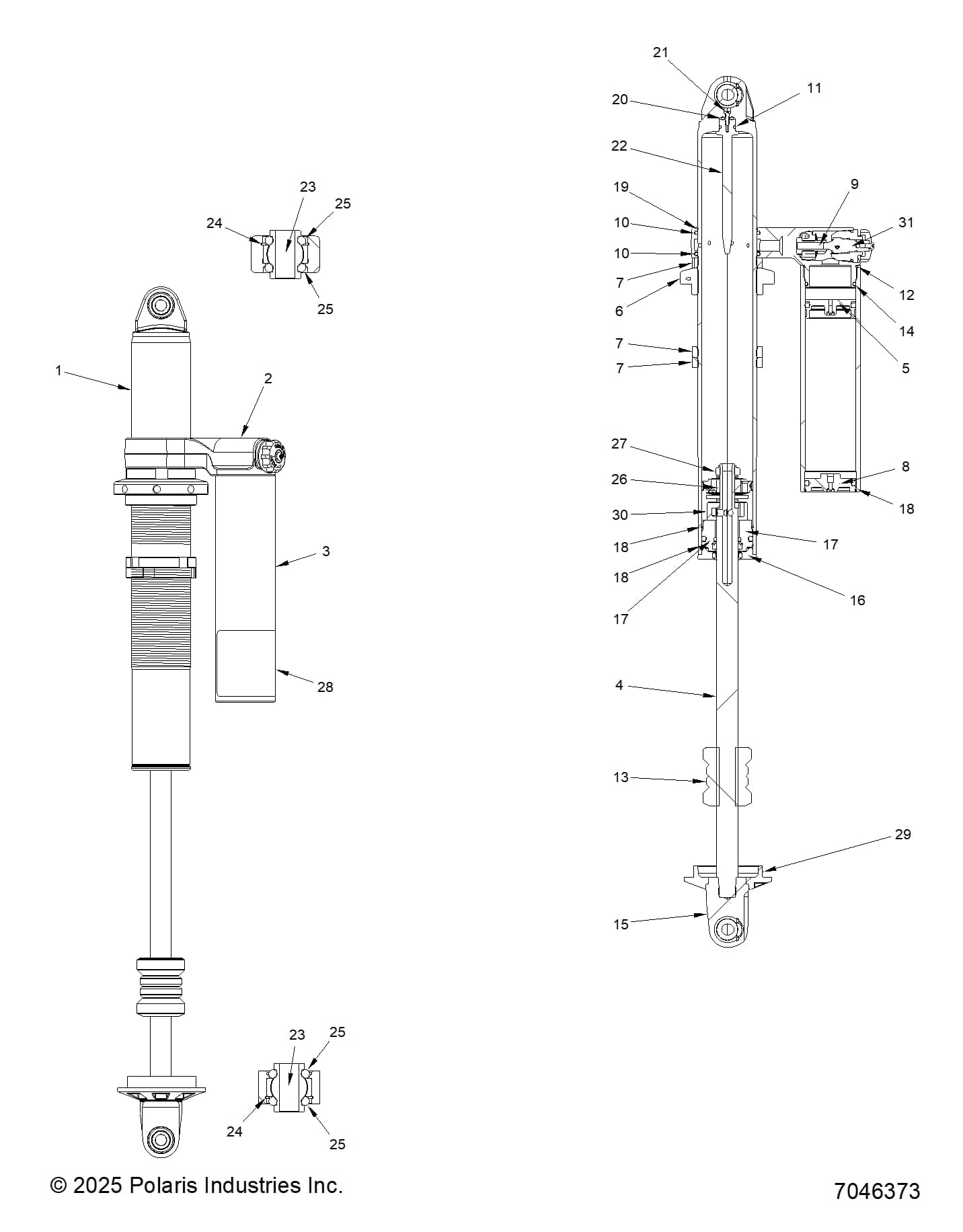 2026 RZR XP S 1000 ULTIMATE β SUSPENSION, REAR SHOCK INTERNALS - Z26NEY99A4/B4/A6/B6 (7046373) diagram