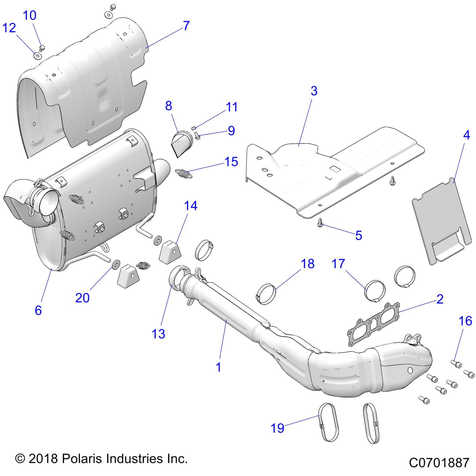 2026 RZR 900 TRAIL SPORT β ENGINE, EXHAUST SYSTEM - Z26A5E87A5 (C0701887) diagram