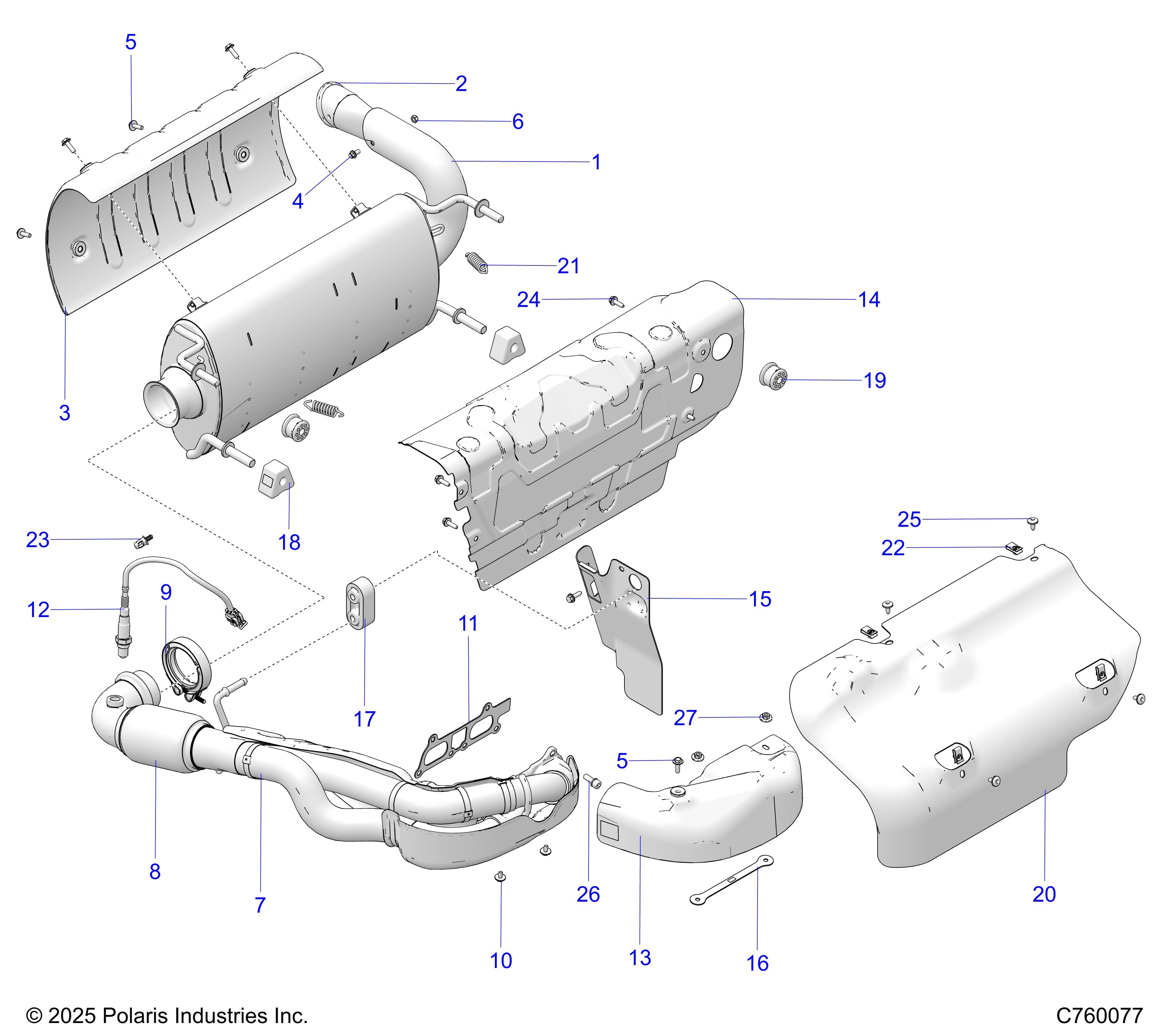 2026 RZR XP S 1000 ULTIMATE β ENGINE, EXHAUST SYSTEM - Z26NEY99A4/B4/A6/B6 (C760077) diagram
