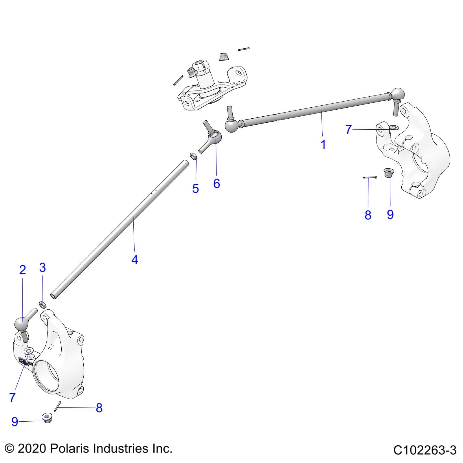 2026 SPORTSMAN 1000 ULTIMATE 49S R01 - A26SXR95AG β STEERING, STEERING TIE RODS - A26SXR95AG (C102263-3) diagram