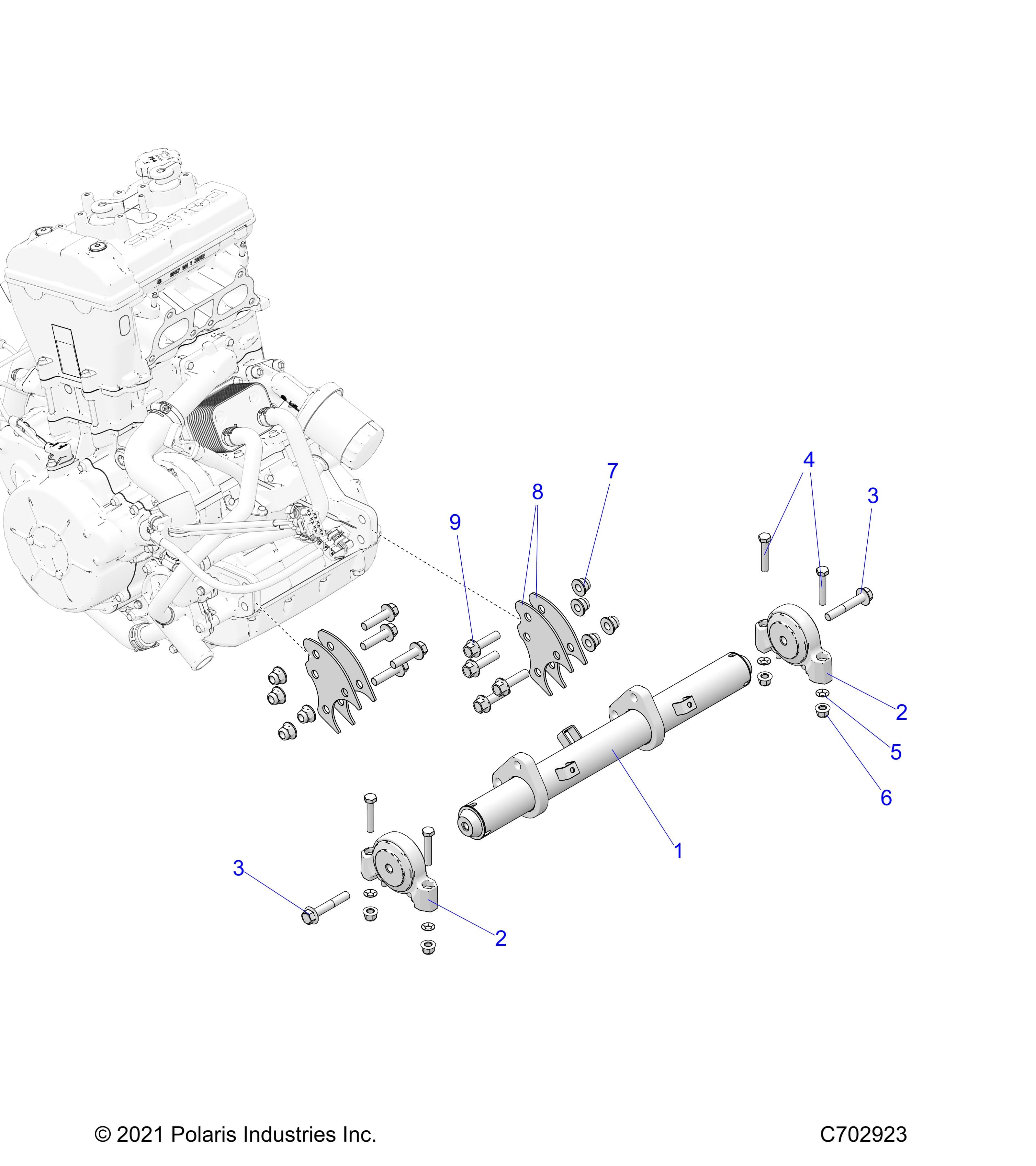 2026 RZR XP 4 1000 SPORT β ENGINE, MOUNTING & LONG BLOCK - Z26NMS99A4/B4/A6/B6 (C702923) diagram