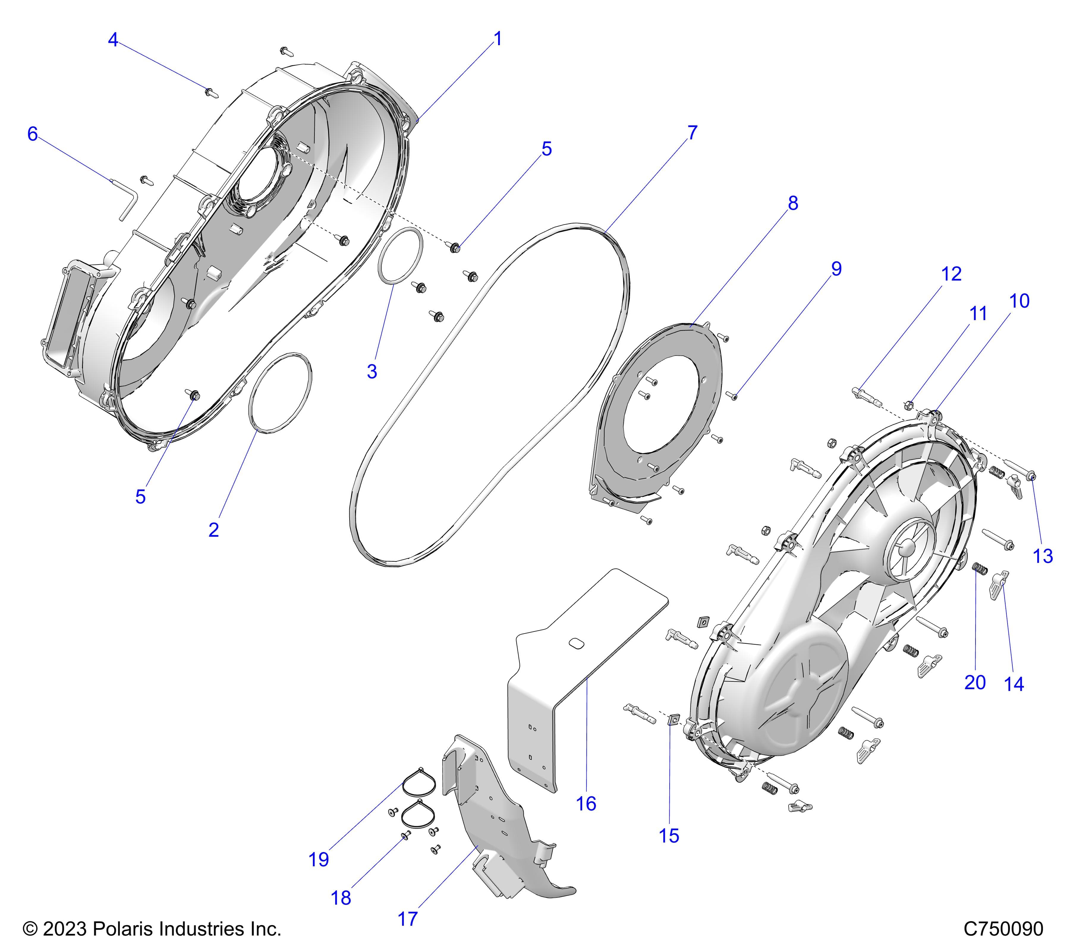 2026 RZR PRO R LE β DRIVE TRAIN, CLUTCH COVER, INNER/OUTER - Z26RPP2KBL (C750090) diagram